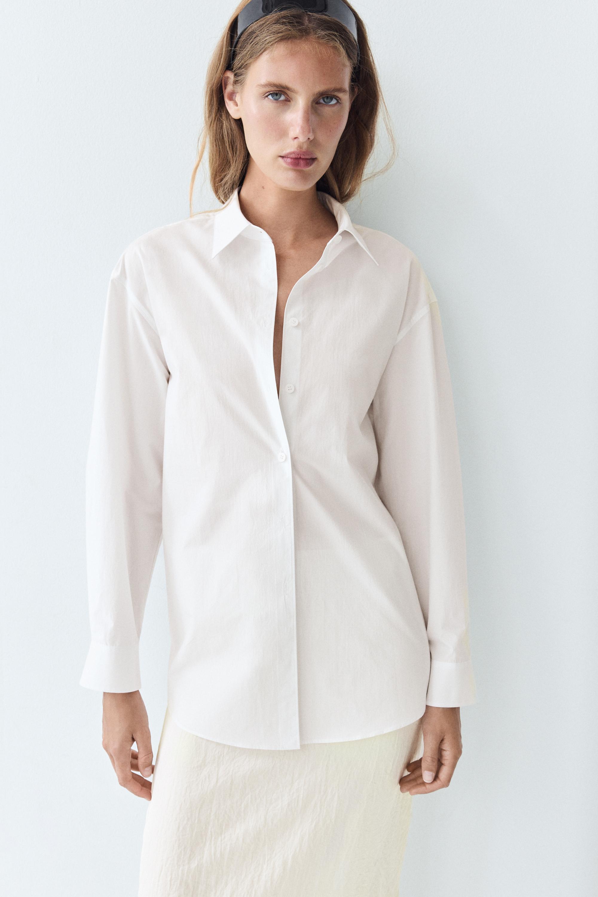 100% cotton poplin shirt — WHITE