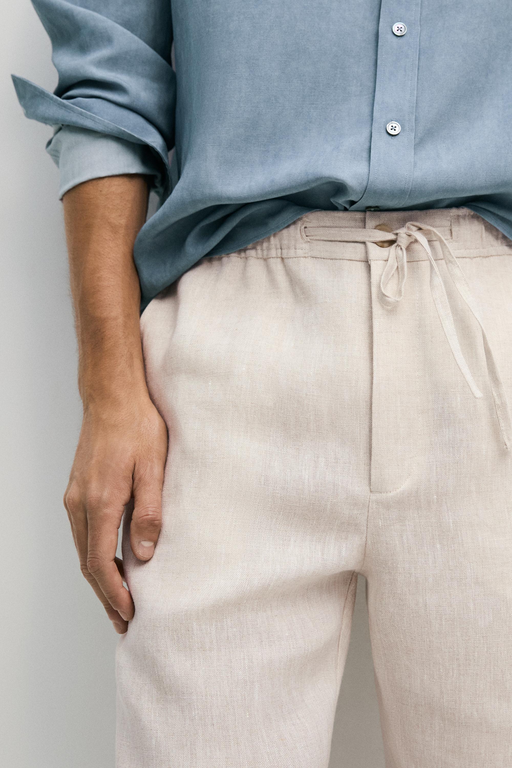 100% linen jogger fit pants — CREAM
