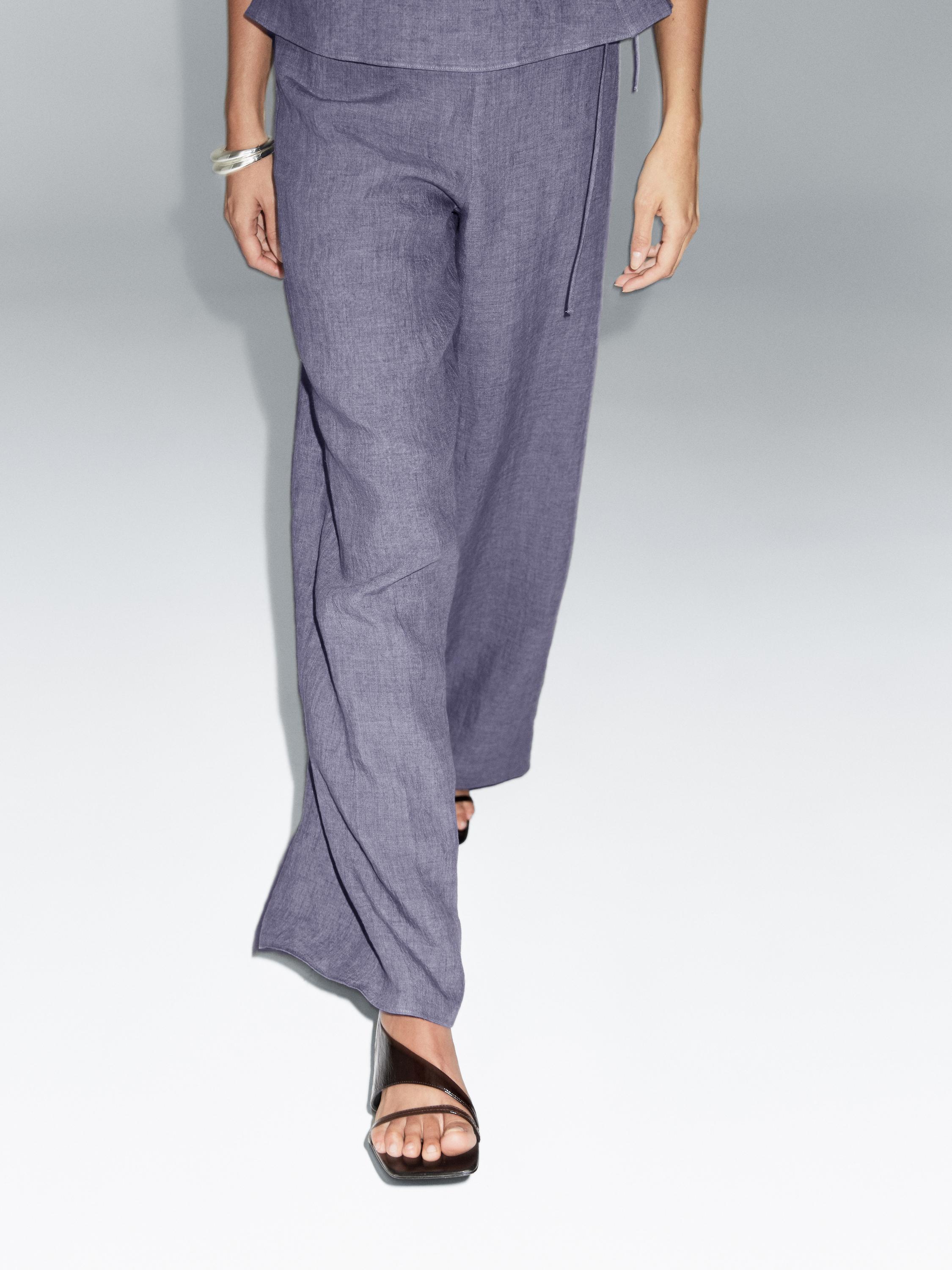 Pantalón tiro alto 100% lino