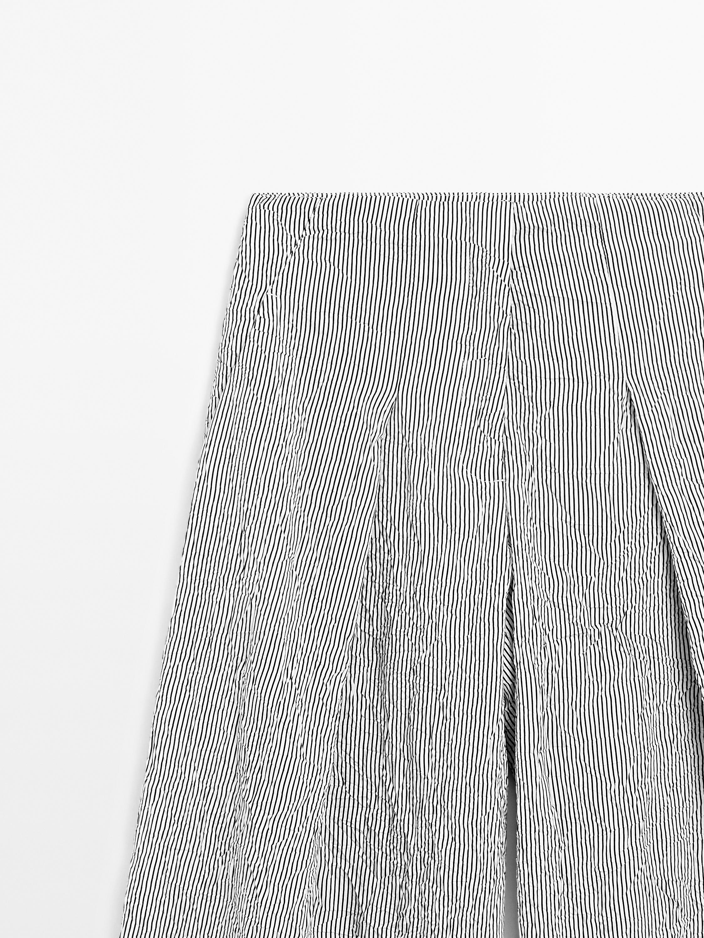 Striped voluminous fabric trousers