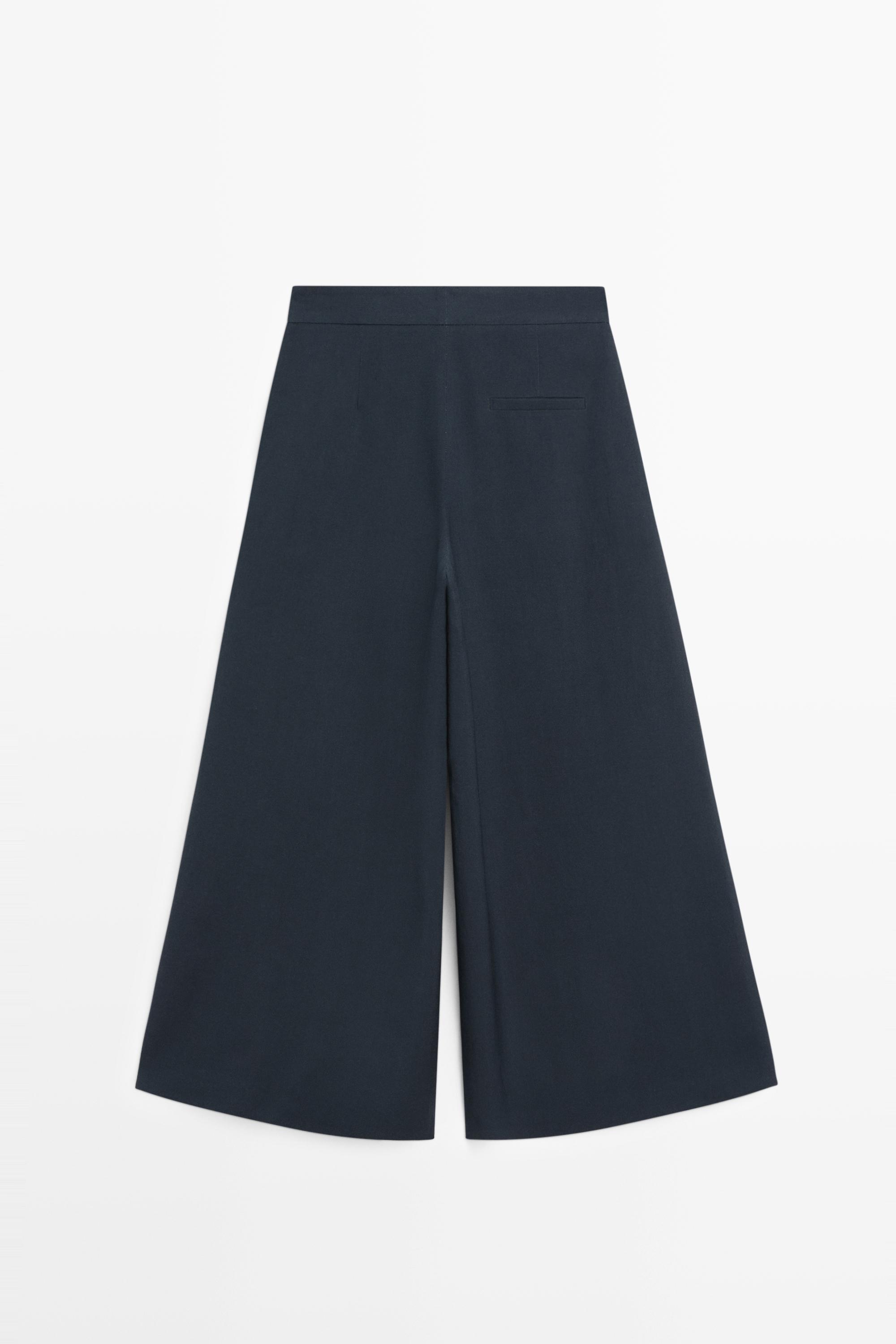 Flowing pleated wide-leg pants — DEEP BLUE