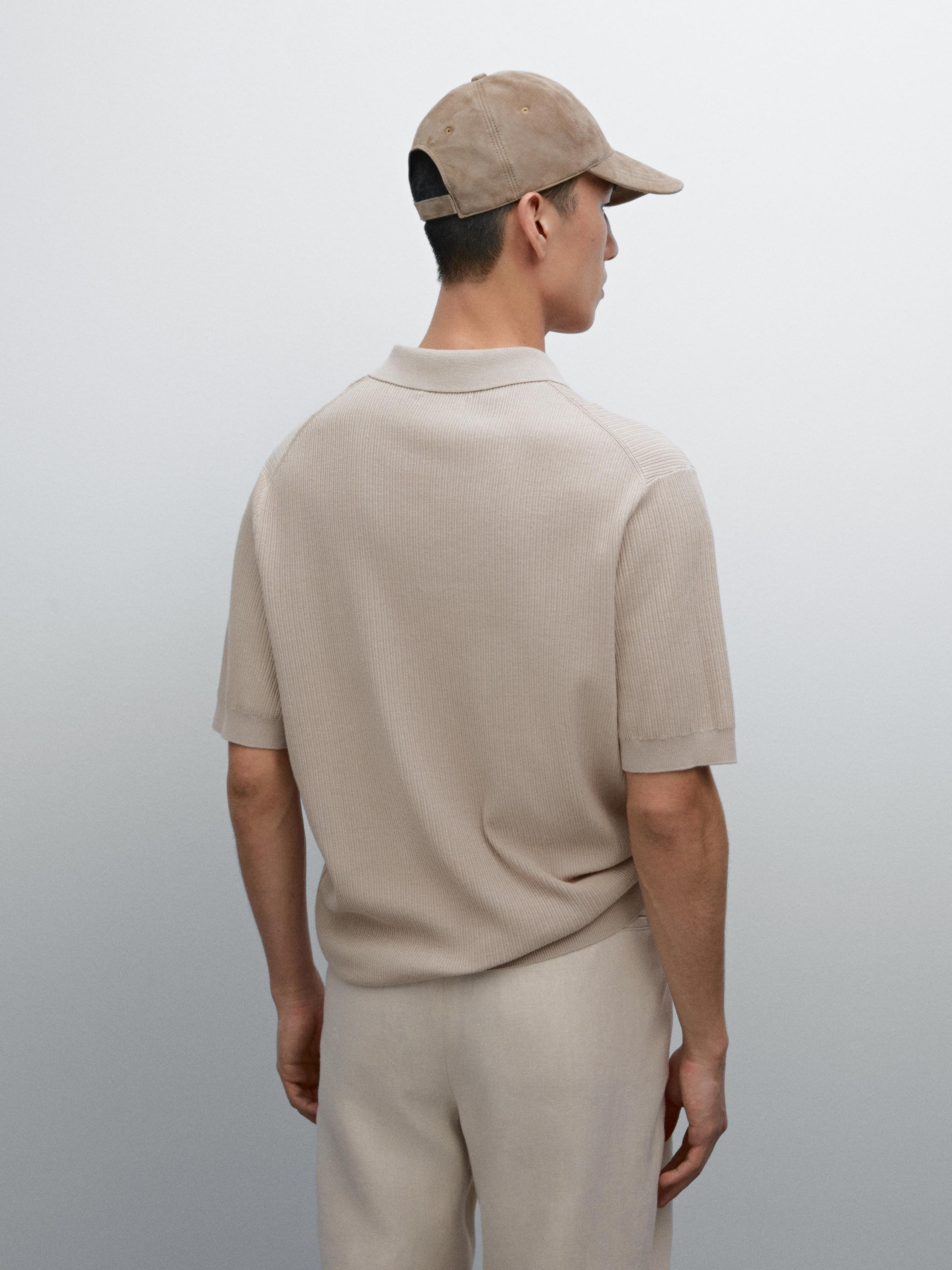 100% cotton ribbed knit polo shirt