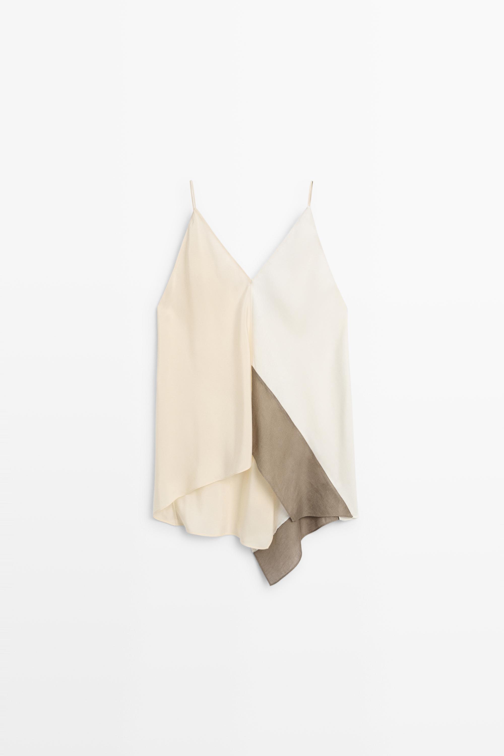 Asymmetric strappy flowing top — CREAM