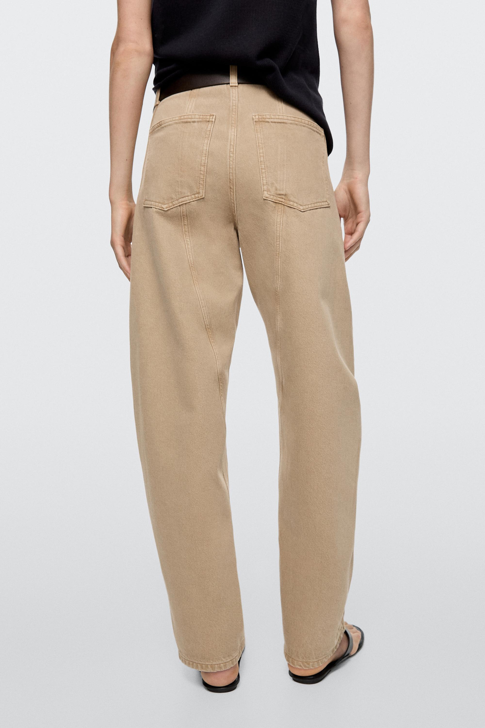 Barrel fit jeans with waist detail - LIMITED EDITION — STONE