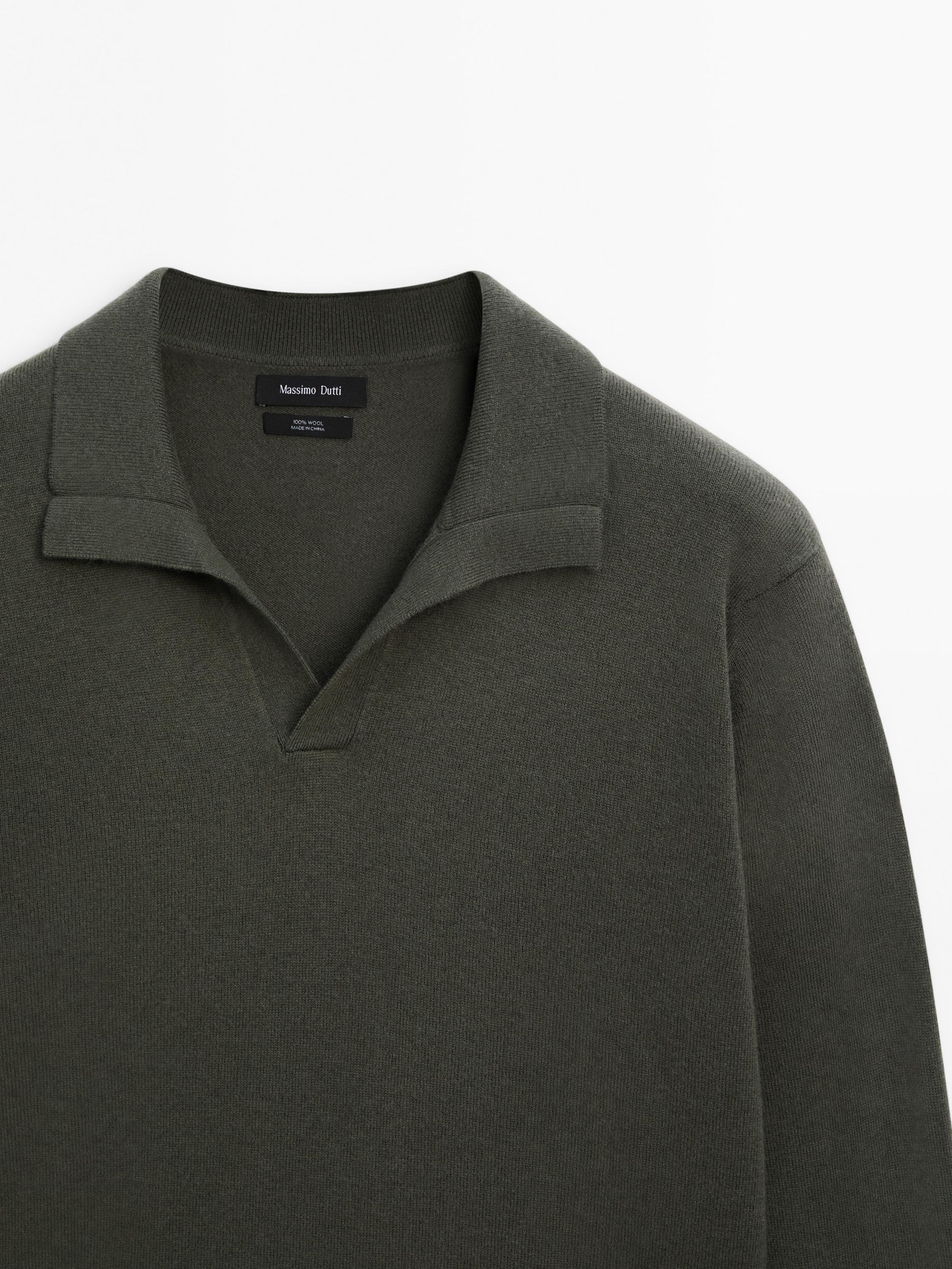 Pull polo en maille 100 % laine