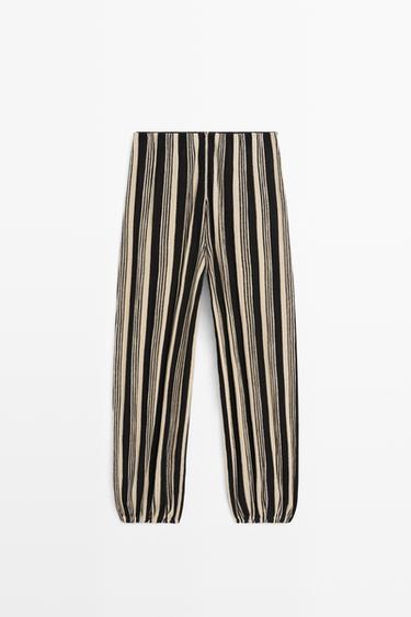 Striped sarouel trousers total look — BLACK 2