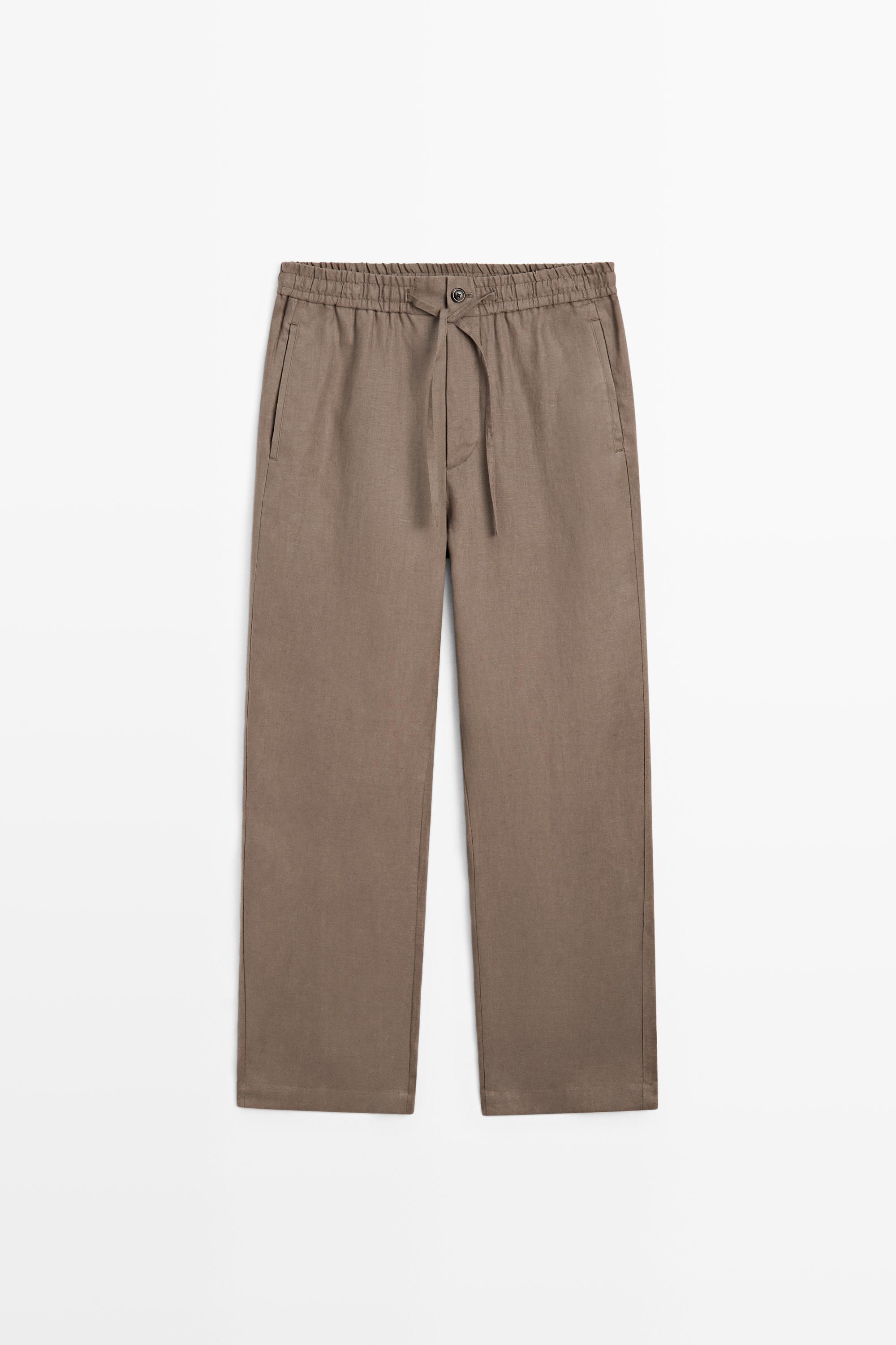 100% linen relaxed fit pants — MINK