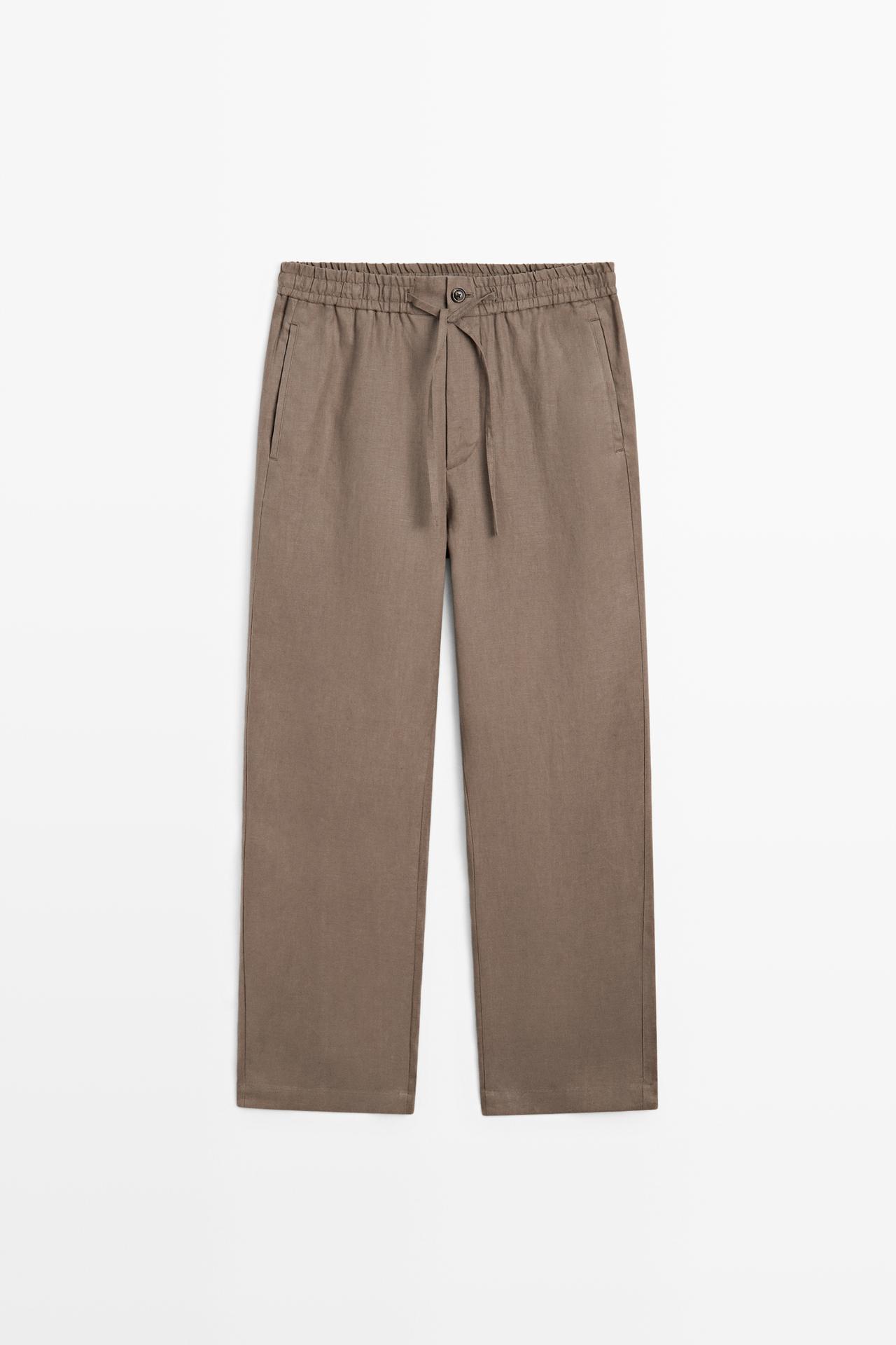 100% linen relaxed fit pants — MINK