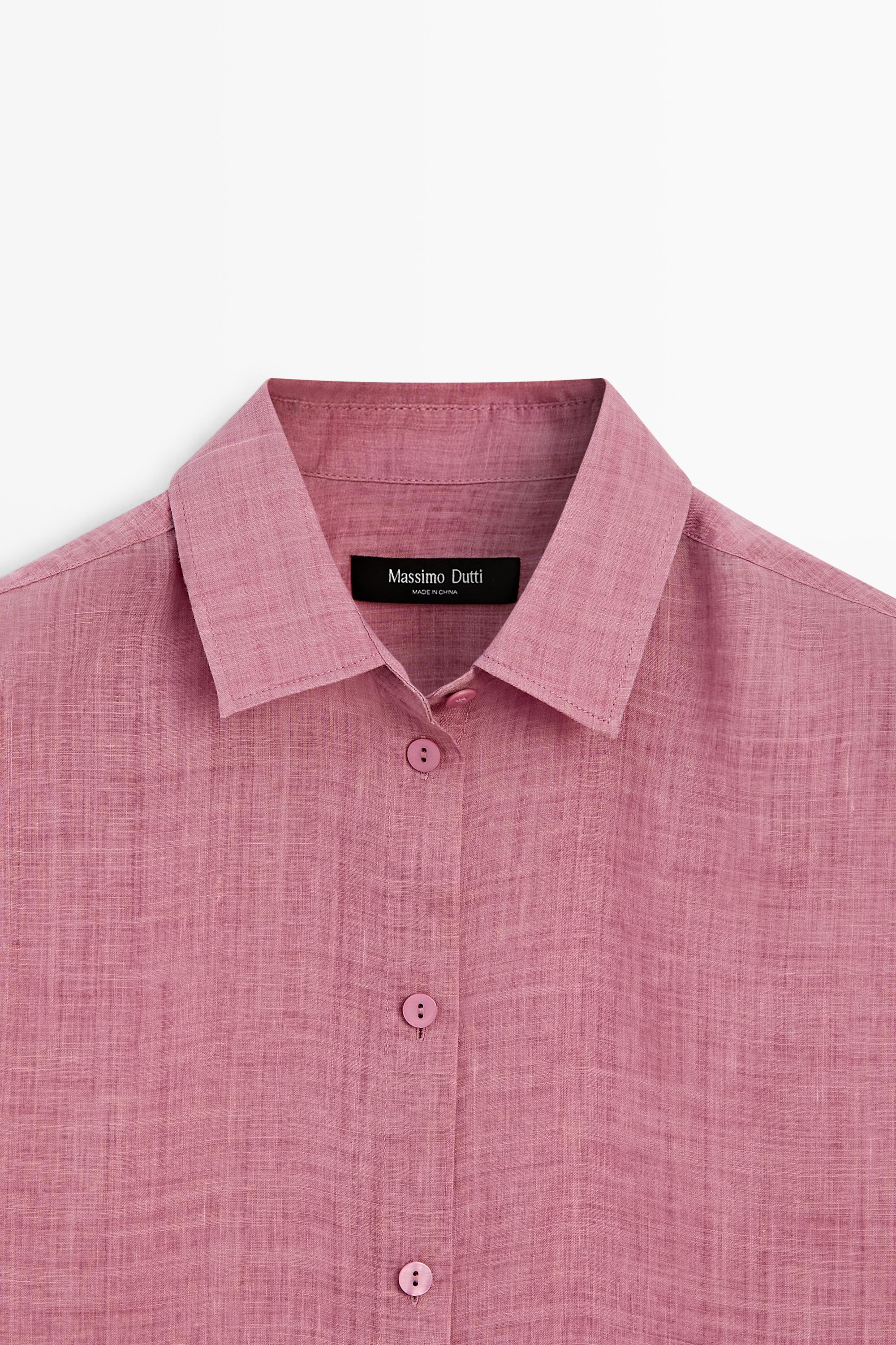 Flowing ramie blend shirt — RED MARL