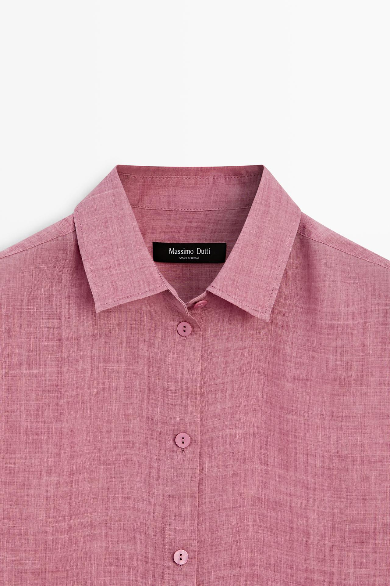 Flowing ramie blend shirt — RED MARL