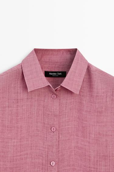 Flowing ramie blend shirt — RED MARL 8
