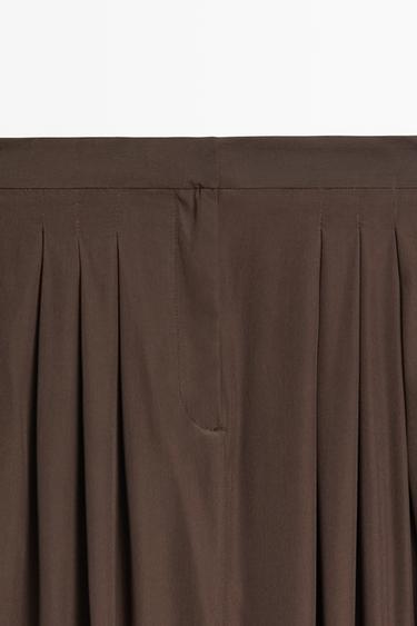 Flowing midi skirt with pleat detail — BROWN 9