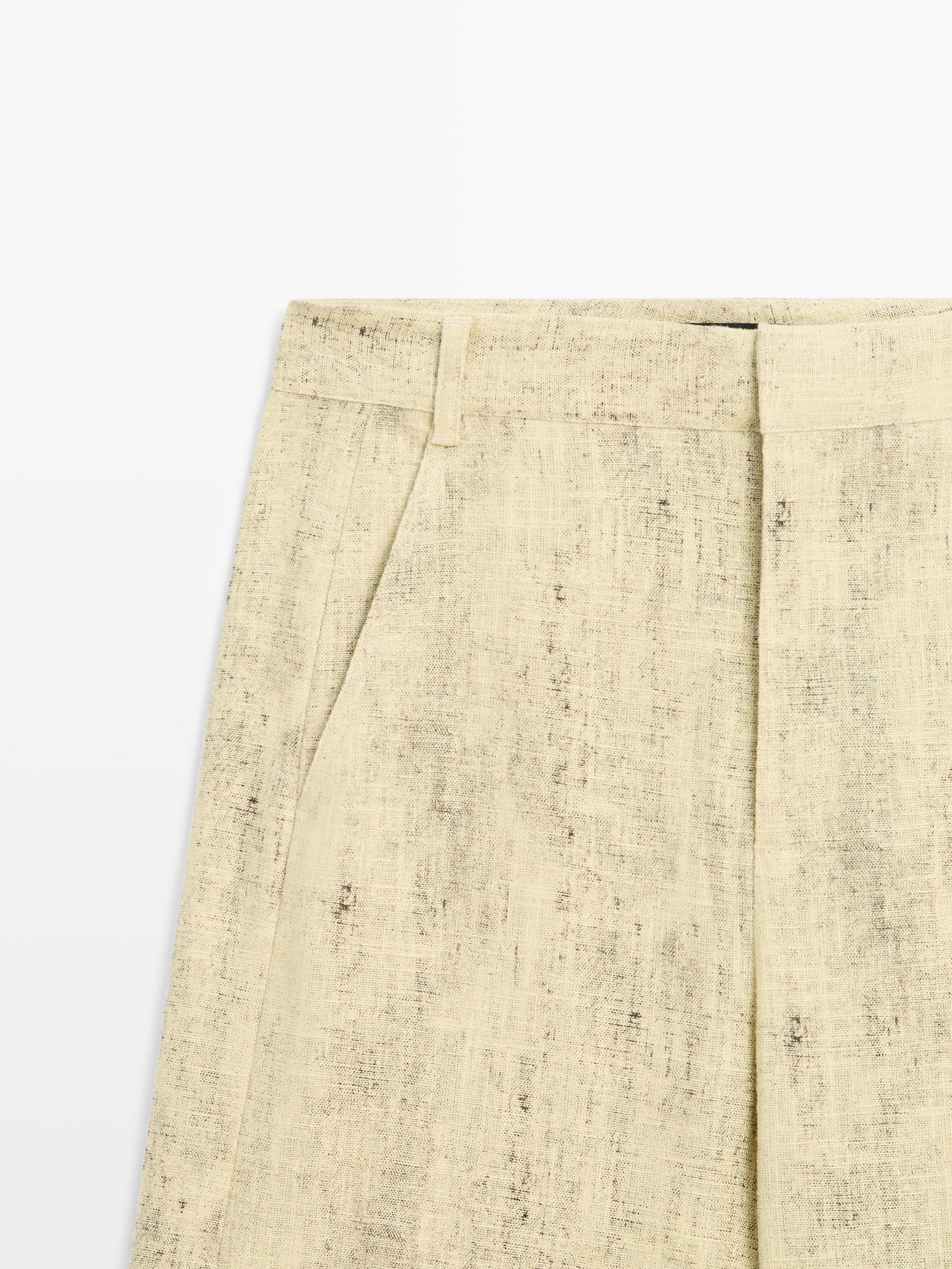 Ramie blend trousers — YELLOW