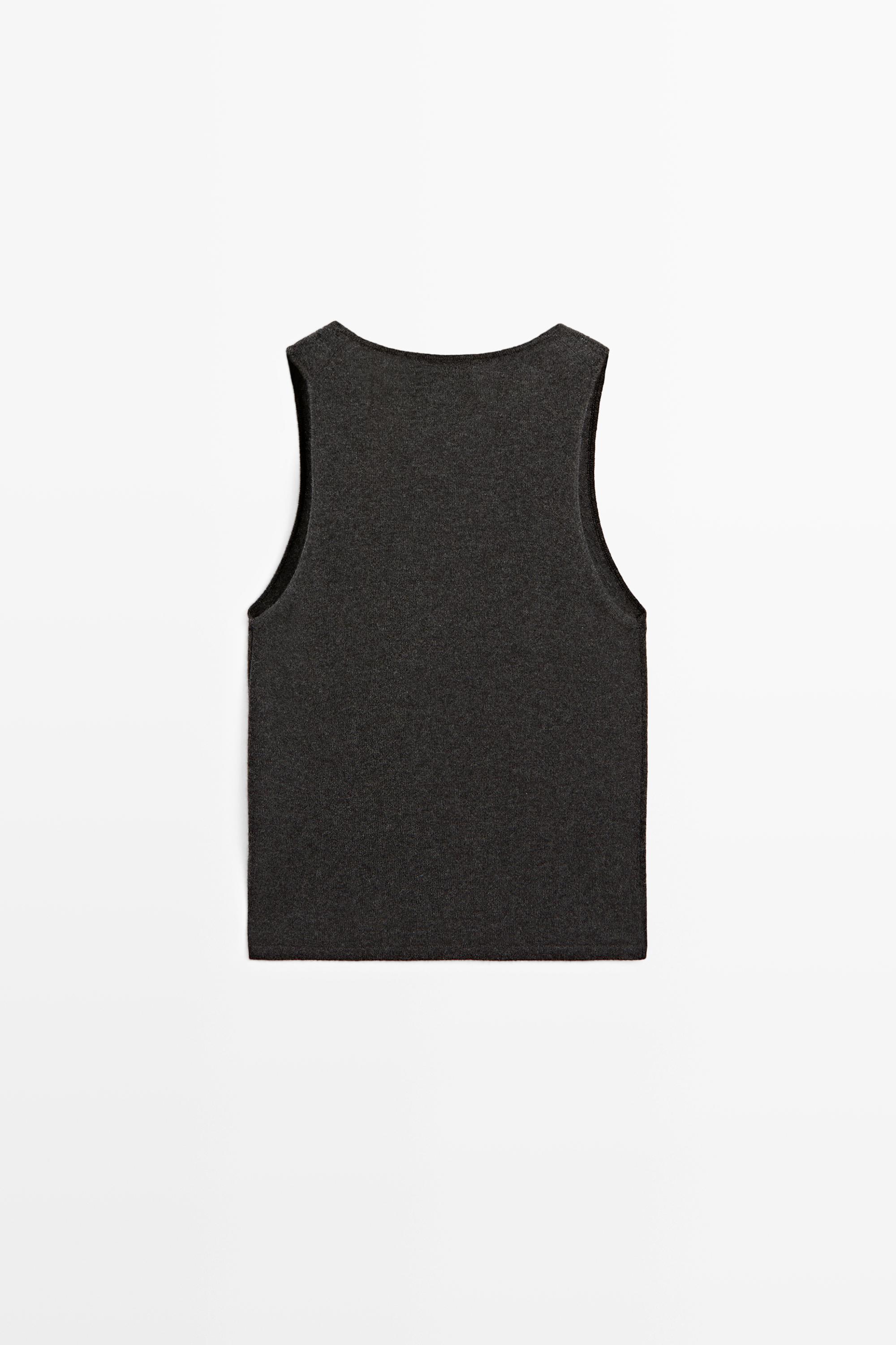 100% Cashmere Knit Top — GREY