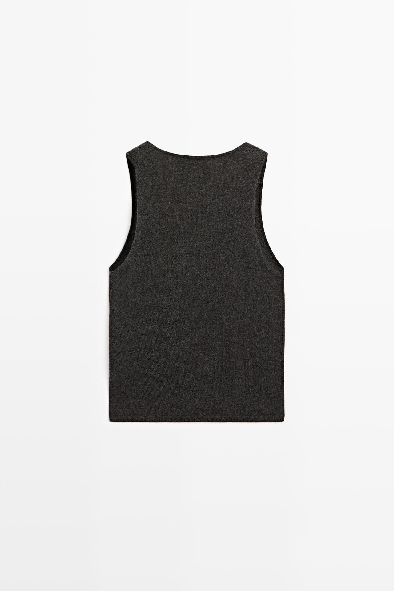 100% Cashmere Knit Top — GREY