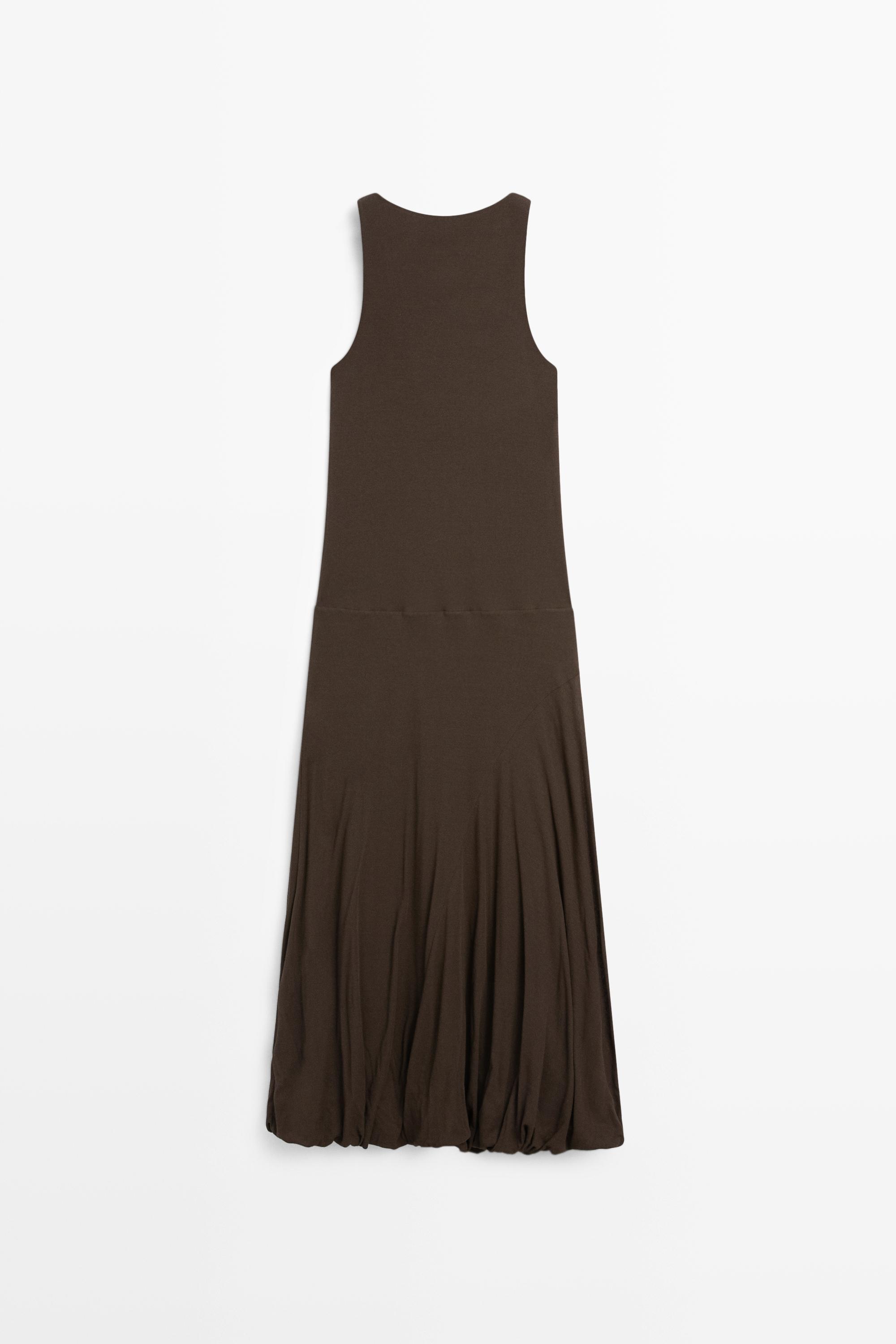 Midi dress with puffed detail — Khaki