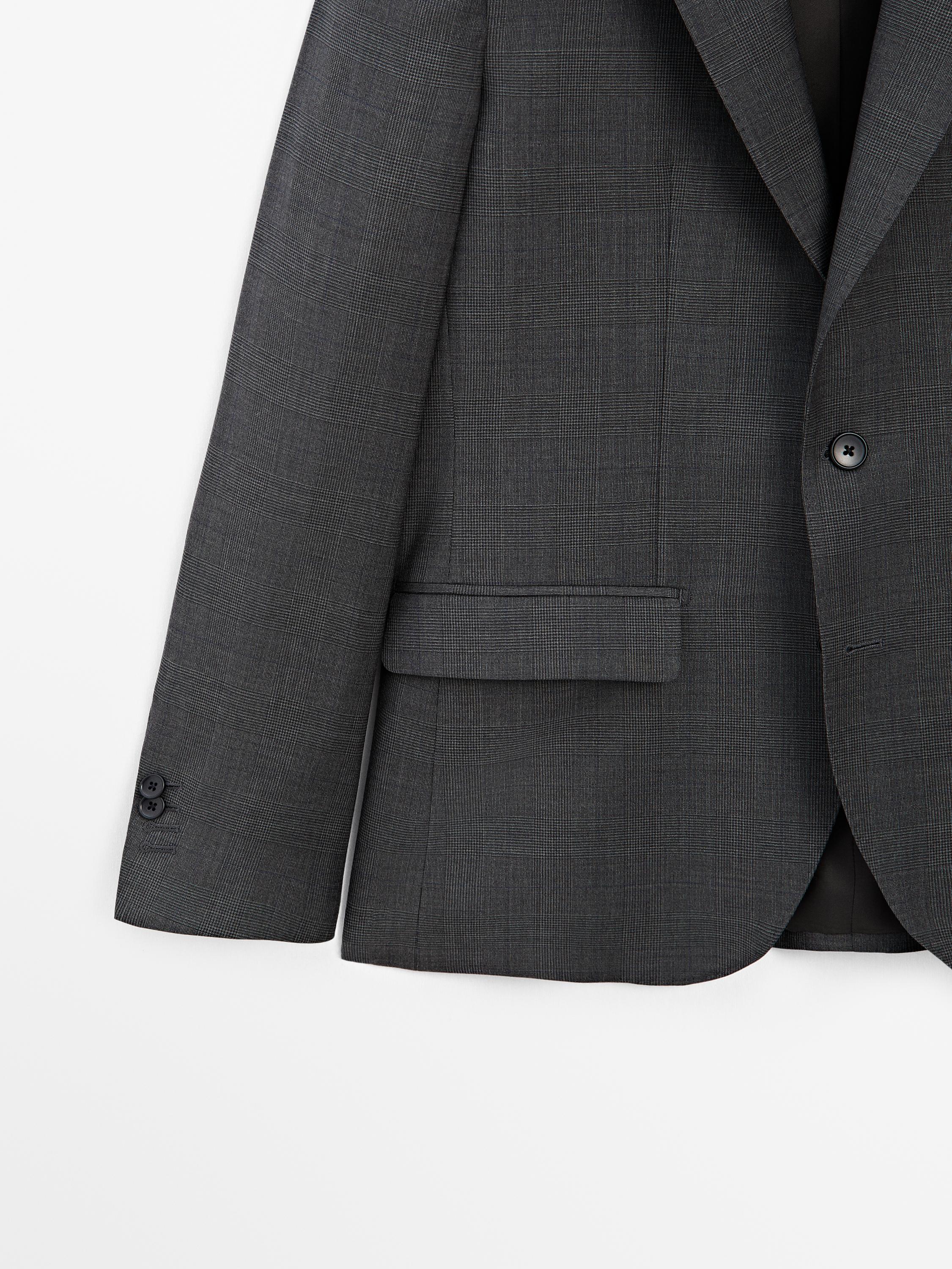 100% wool check suit blazer