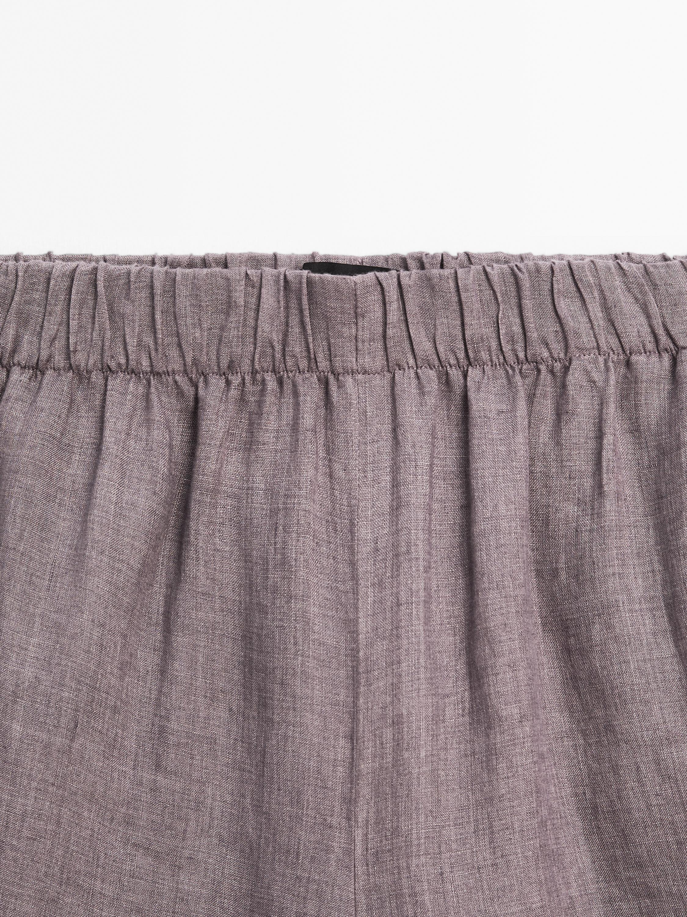 100% linen flowing straight-leg trousers