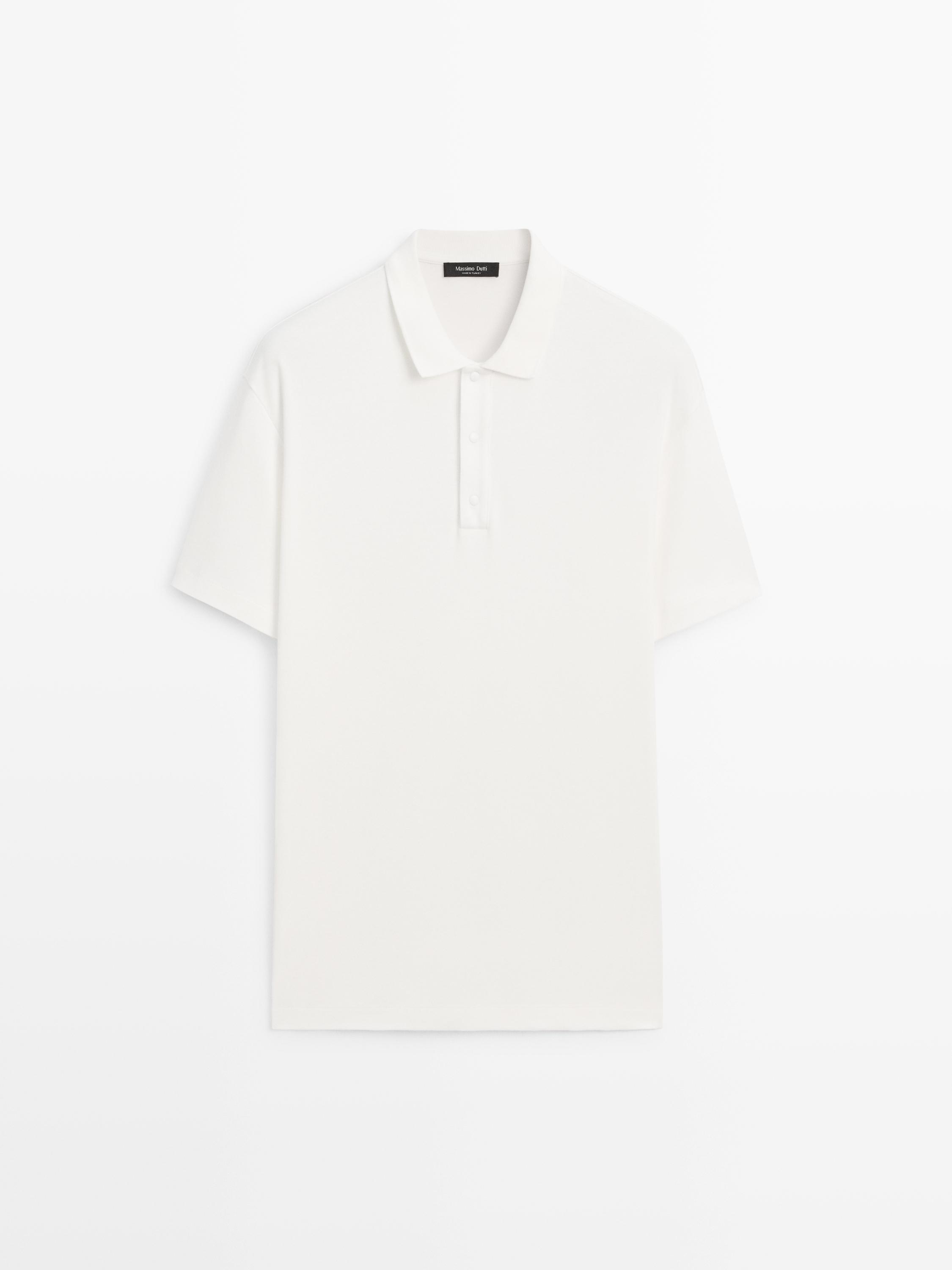 Short sleeve cotton polo shirt — Light Beige