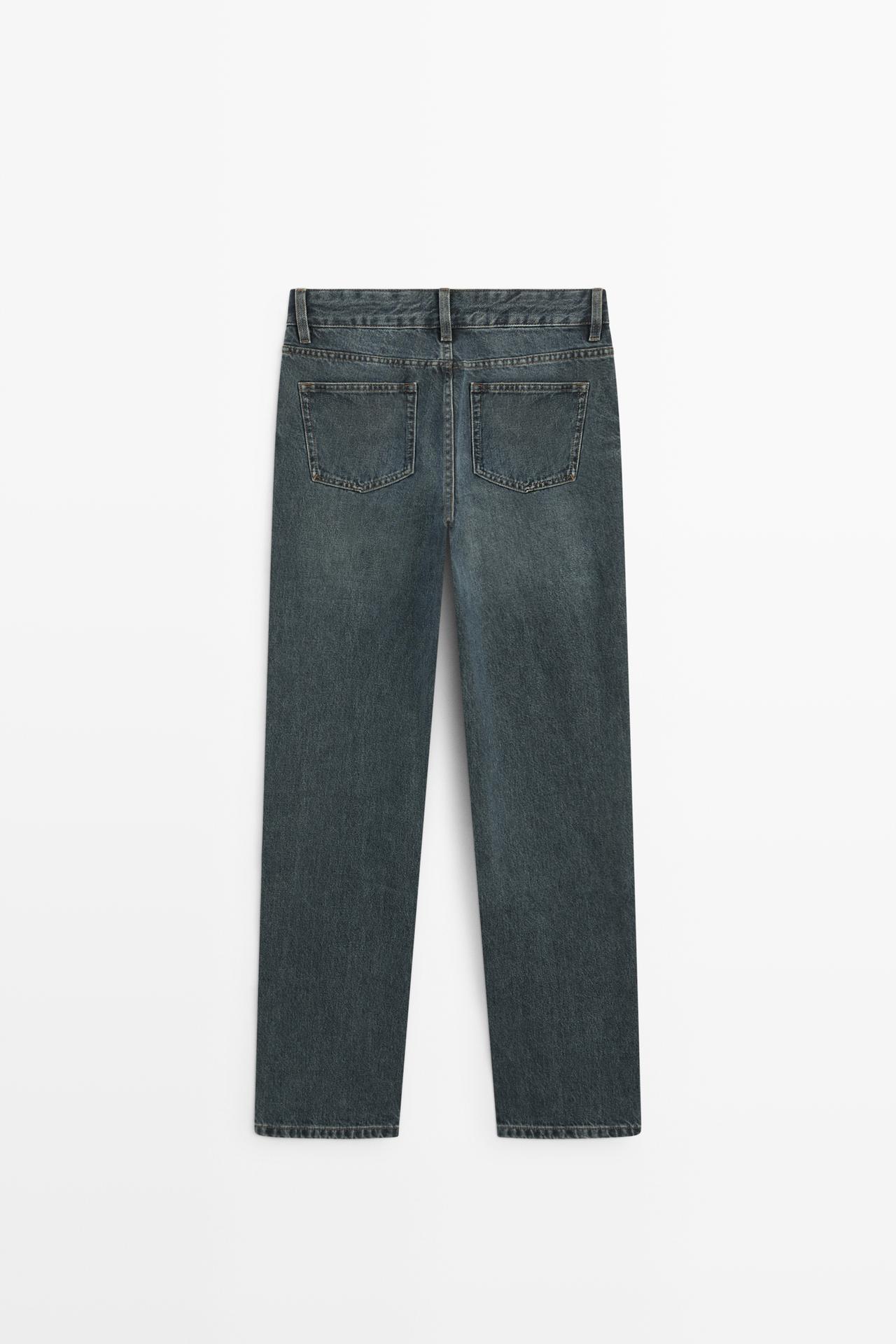 Low-rise straight-leg jeans — Dark blue