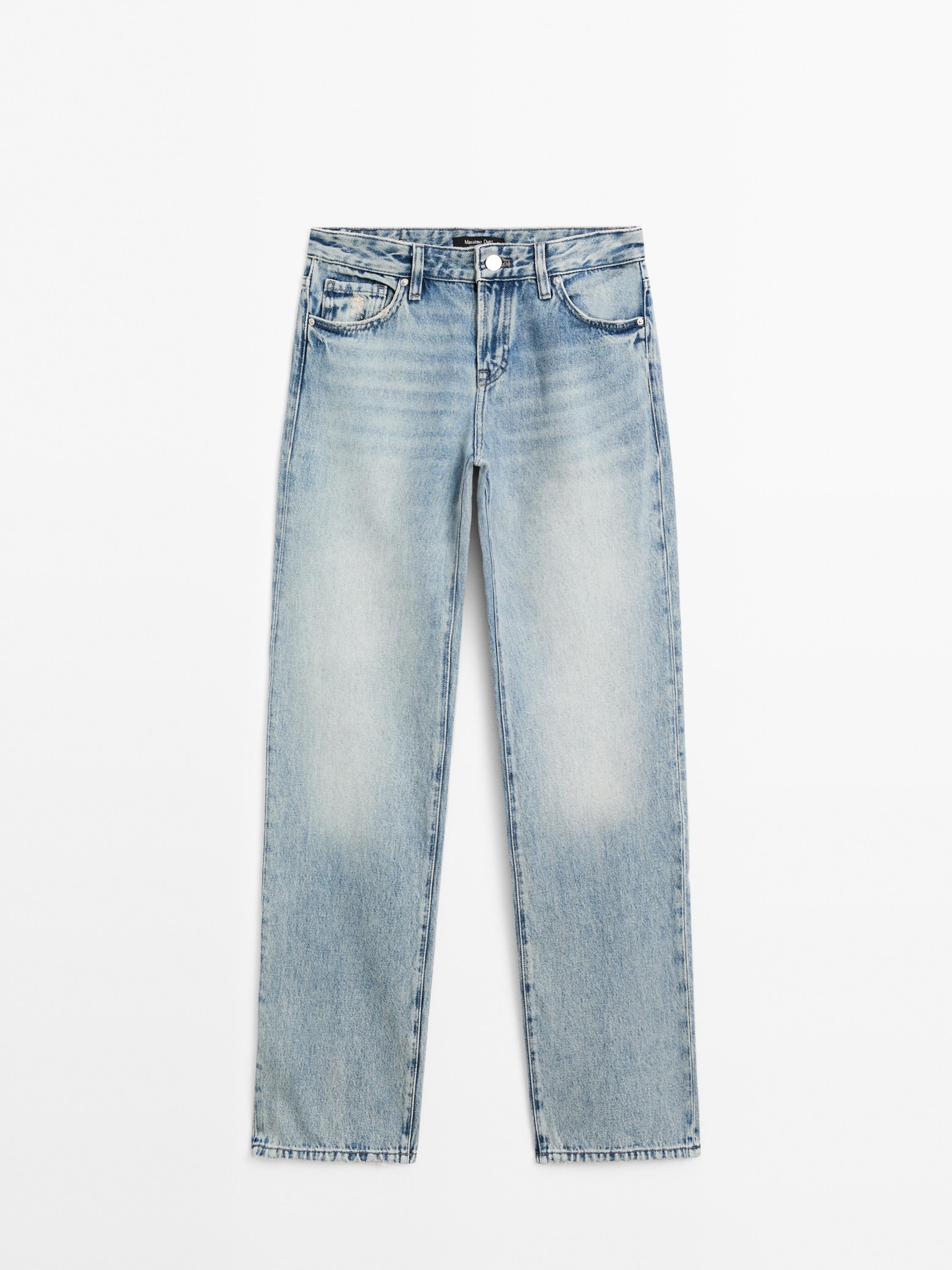 Low-rise straight-leg jeans