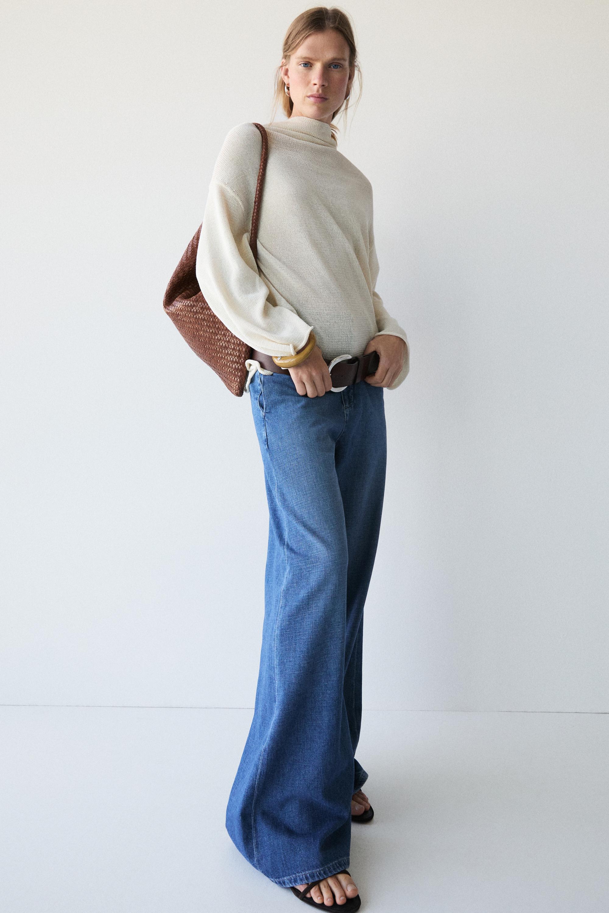 High-waist wide-leg jeans — Light Blue