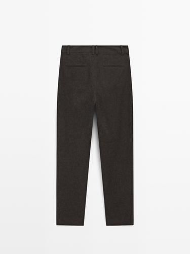Slim fit linen blend trousers — BROWN MARL 6