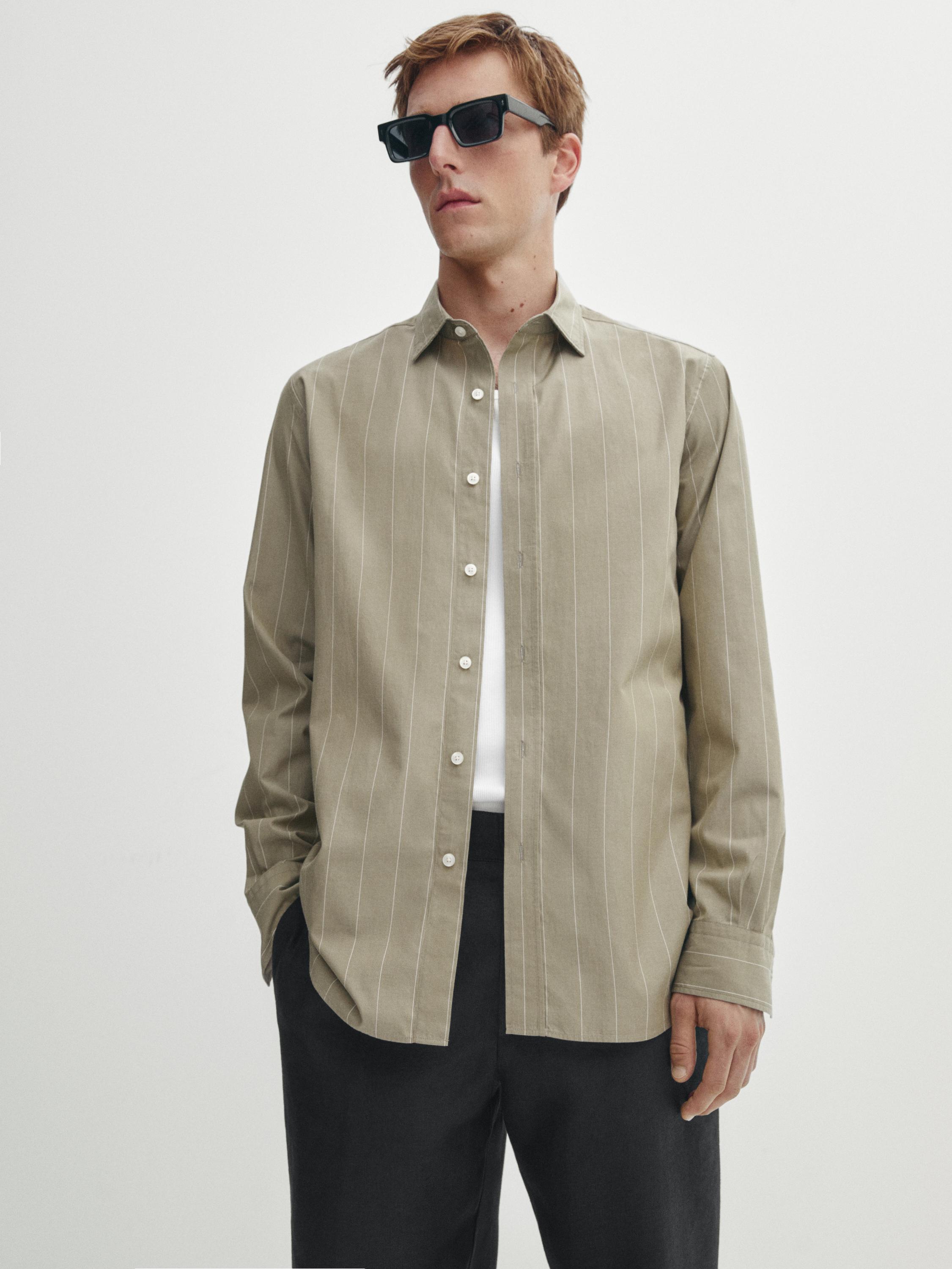 Pinstriped poplin shirt