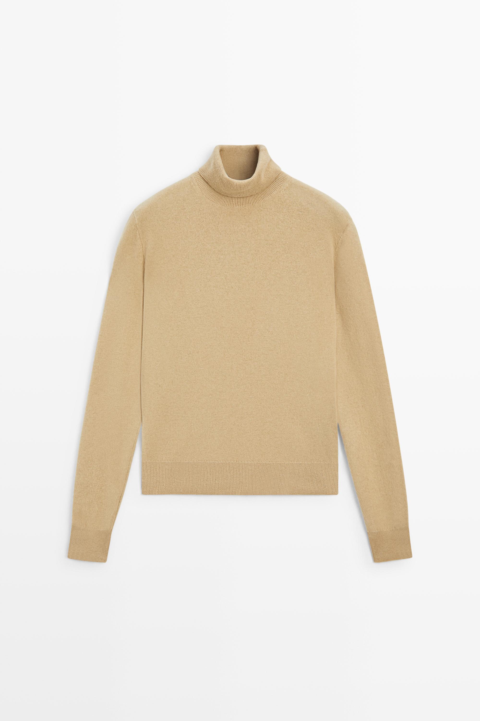 Wool-blend knit turtleneck sweater