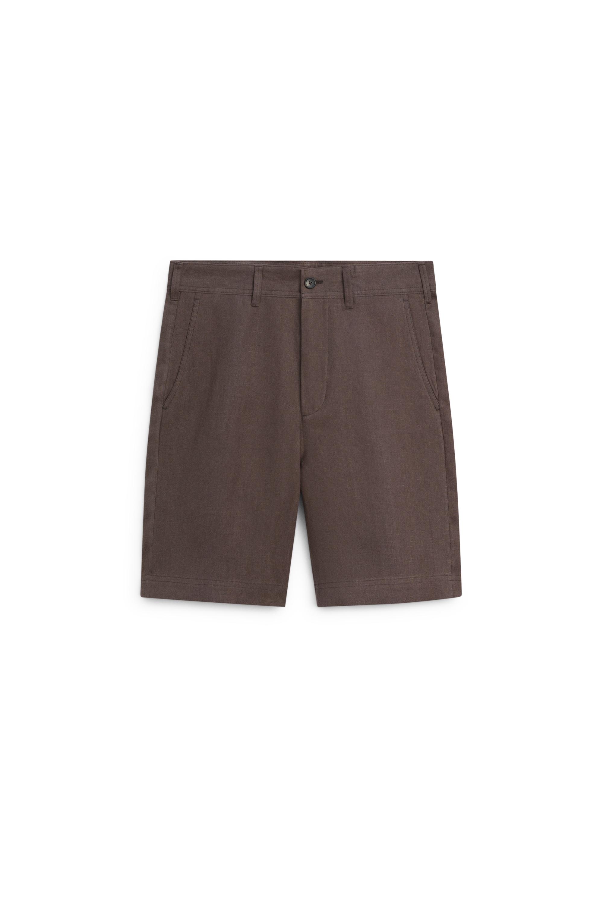 100% linen short Bermuda shorts — BROWN