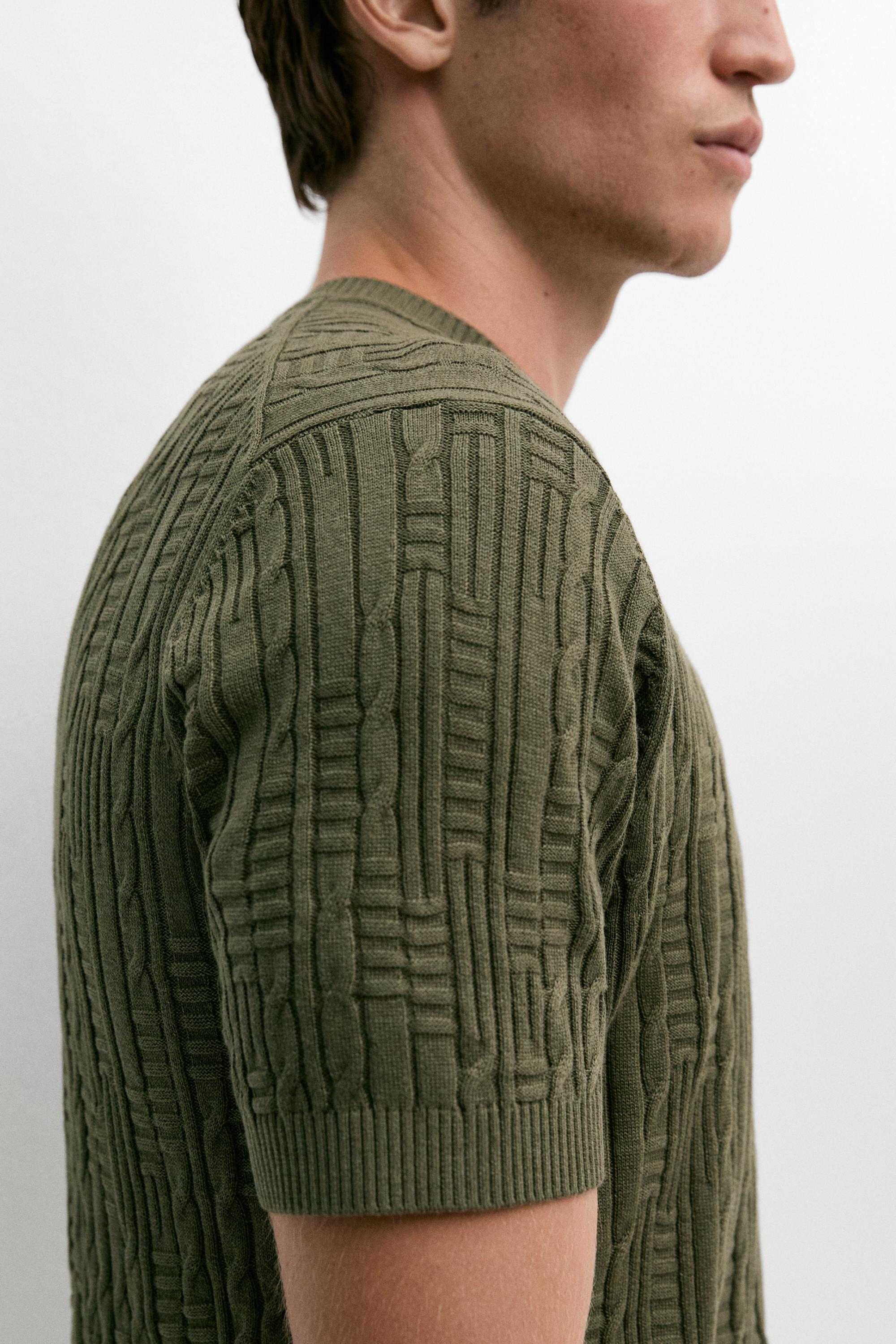 Cotton blend knit sweater — Green