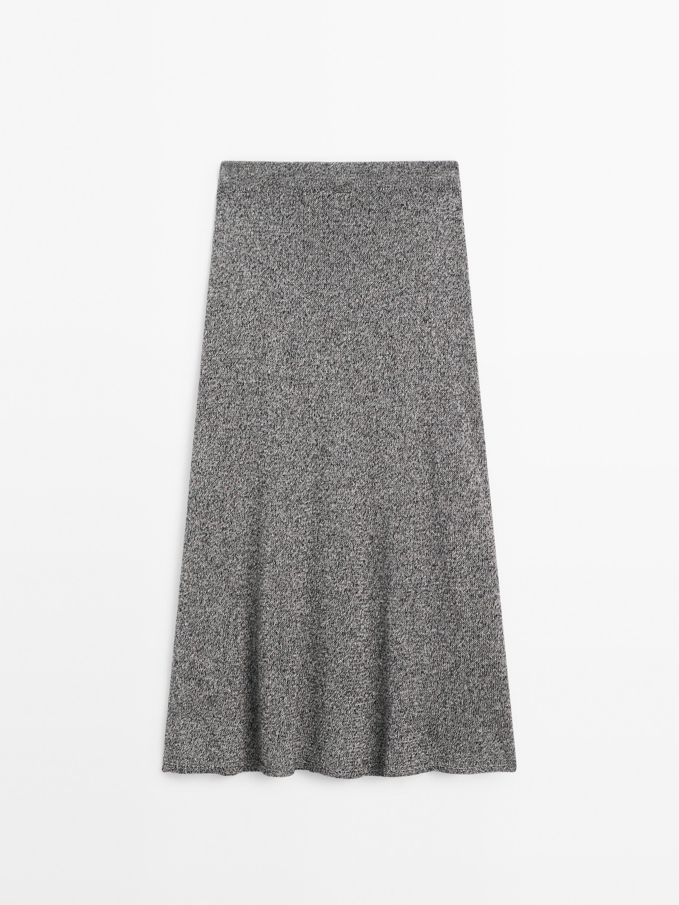 Flared knit midi skirt