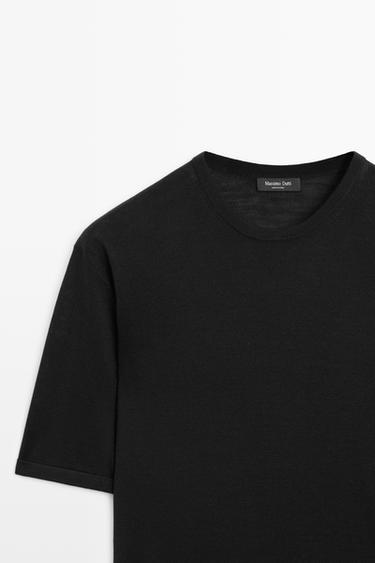 Wool-blend short-sleeve knit sweater — BLACK 4