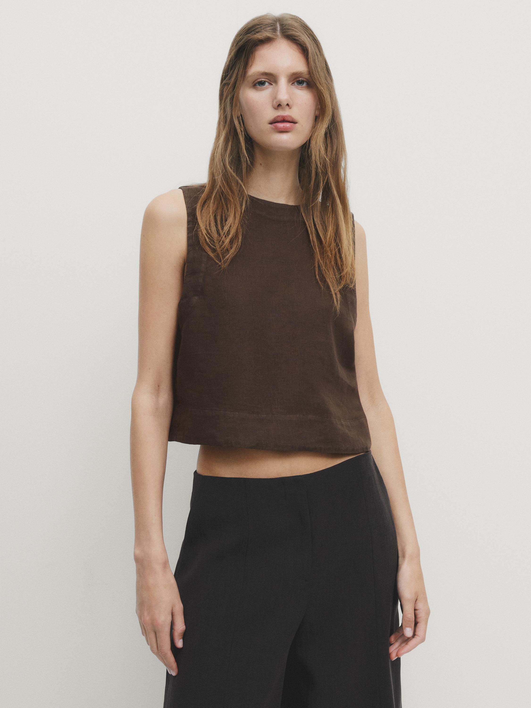 Top sans manches 100 % lin