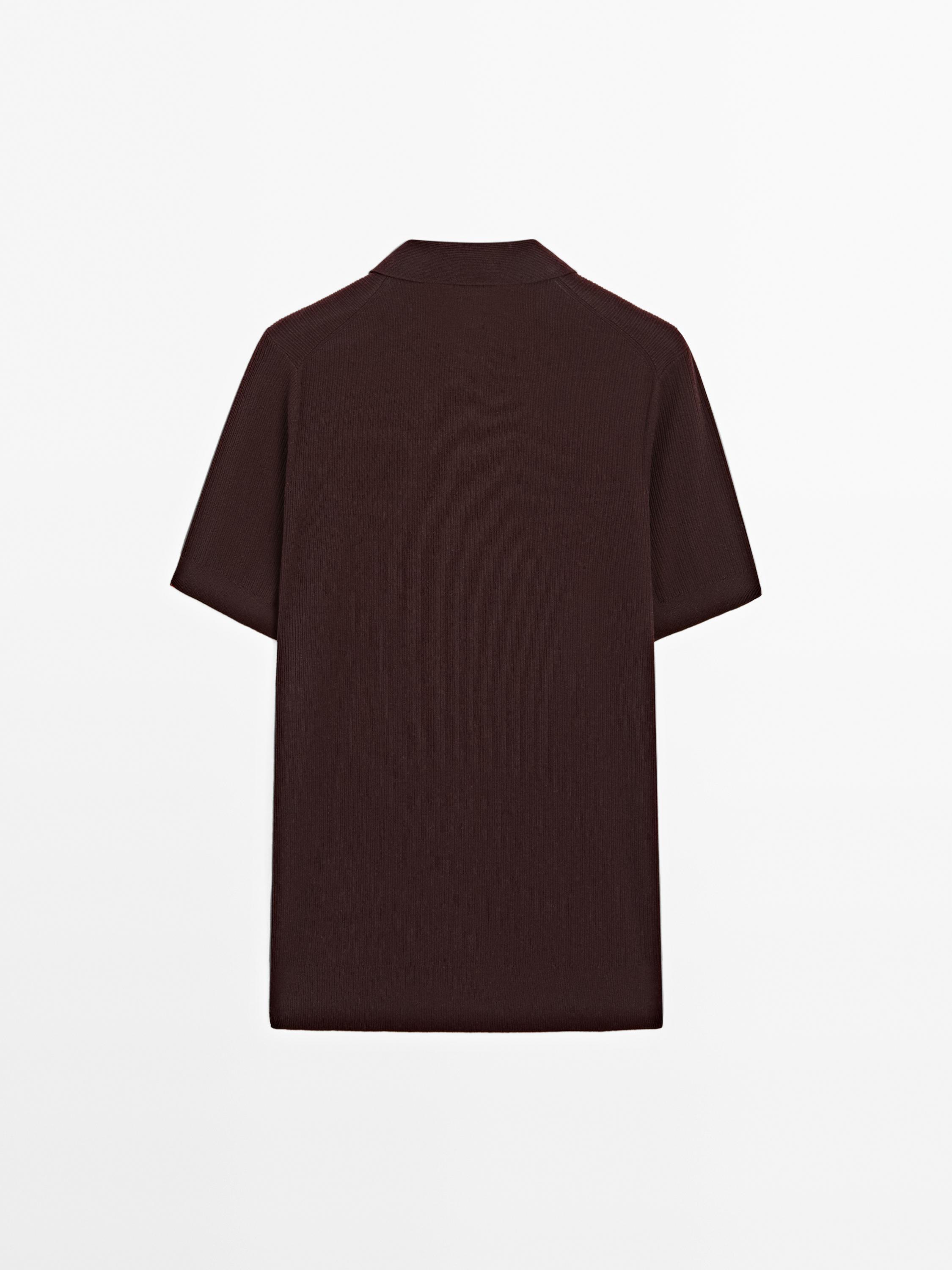 100% cotton ribbed knit polo shirt