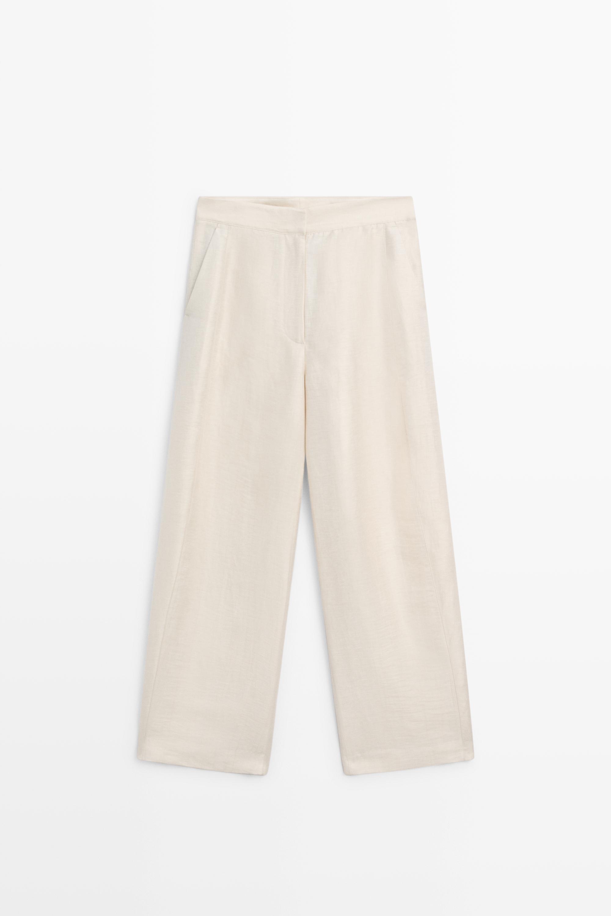 Flowing linen blend balloon trousers