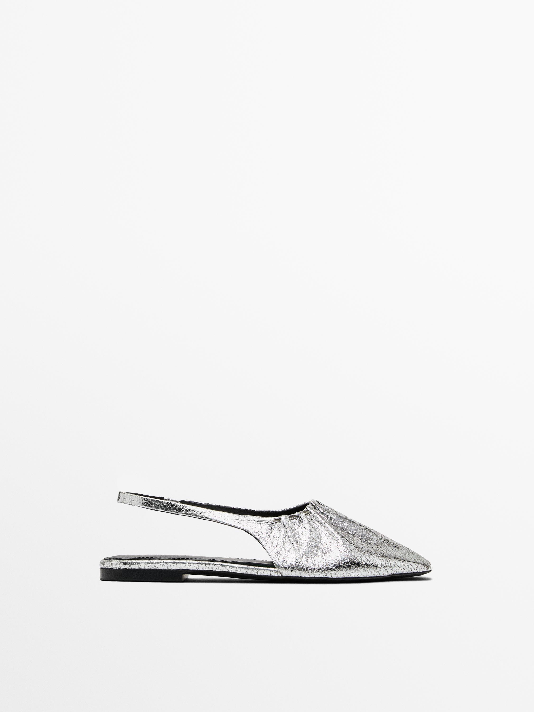 Metallic slingback ballet flats