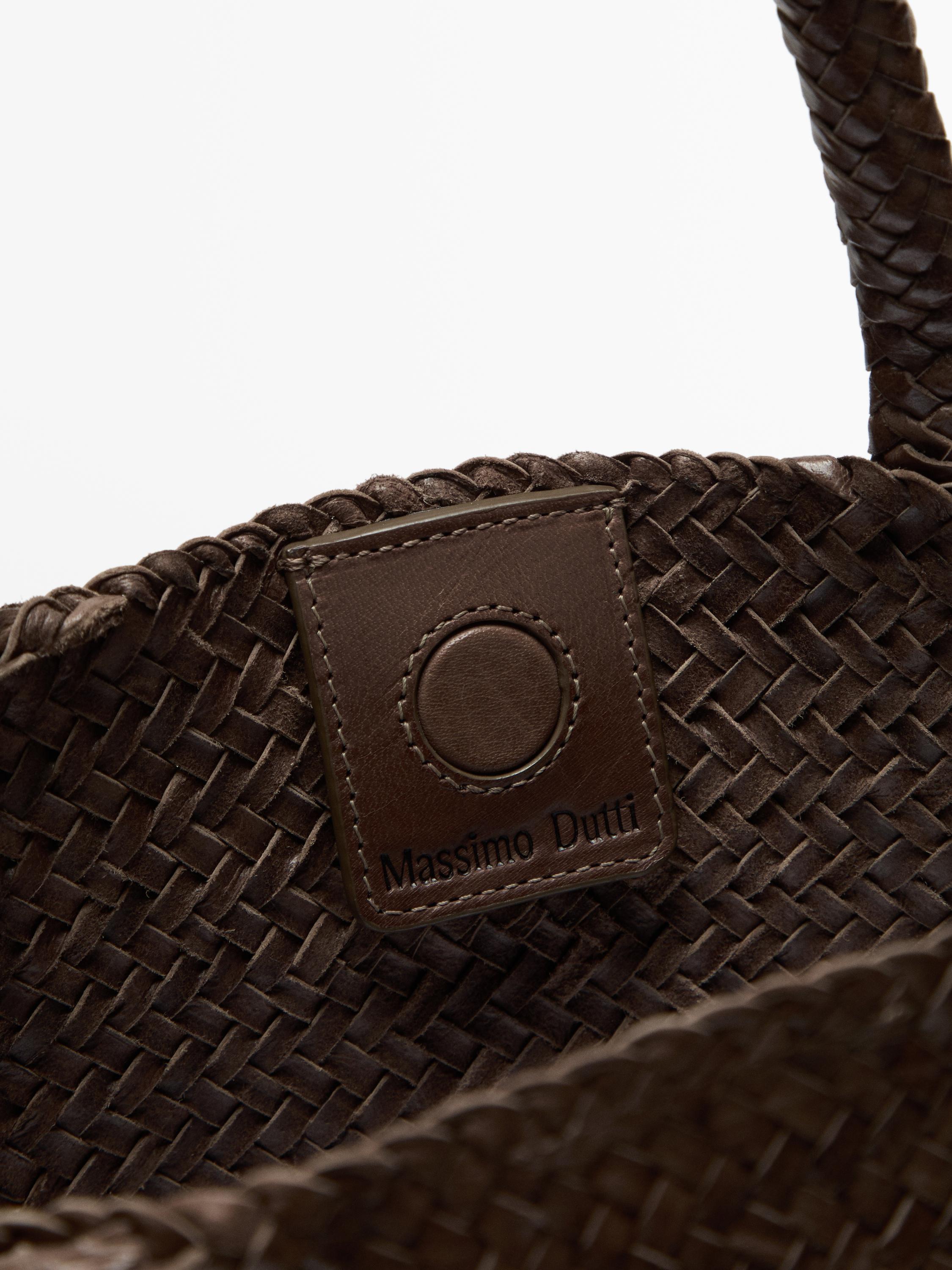 Braided nappa leather medium tote bag