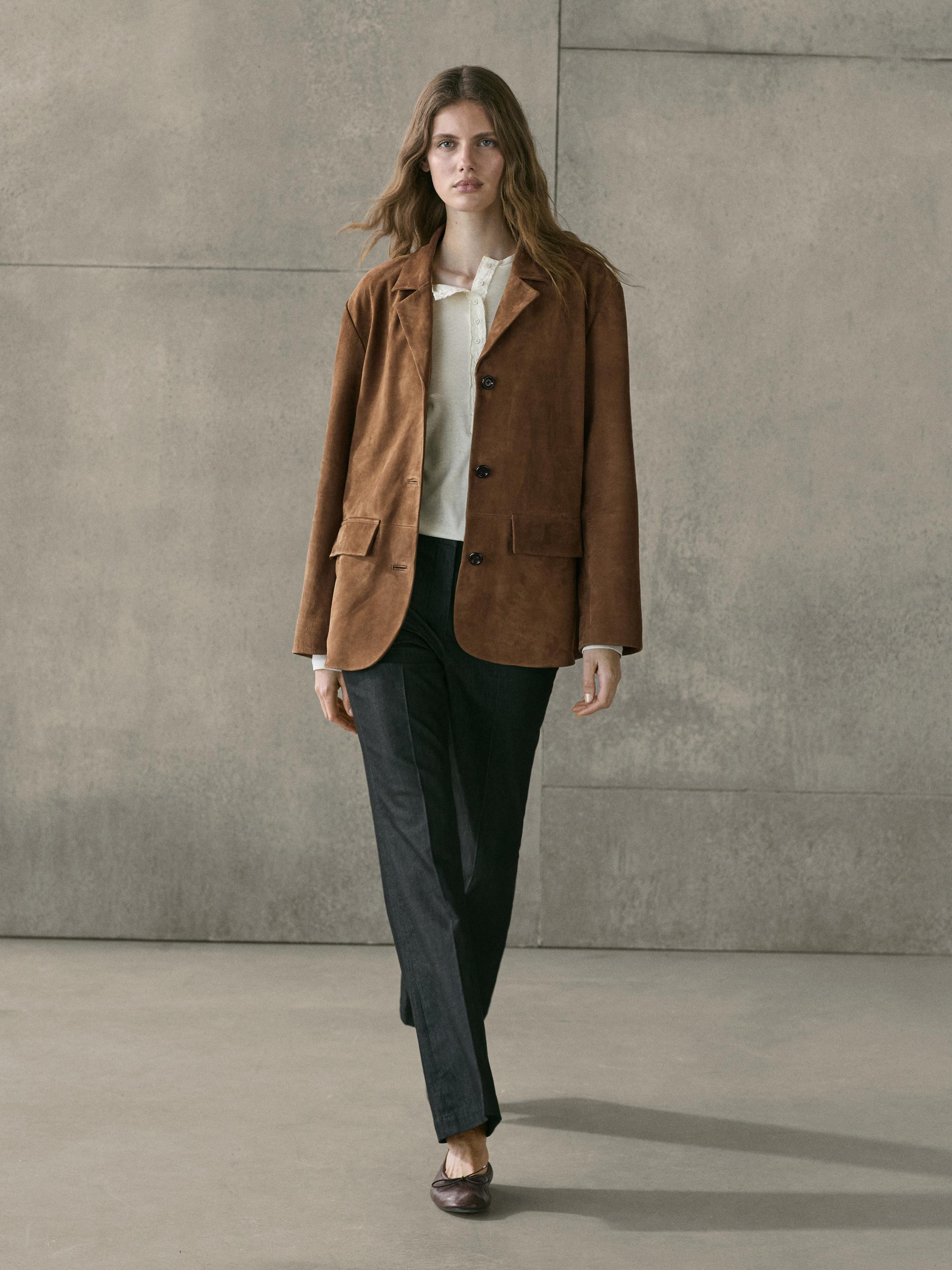 Denim-effect flared trousers — BLACK