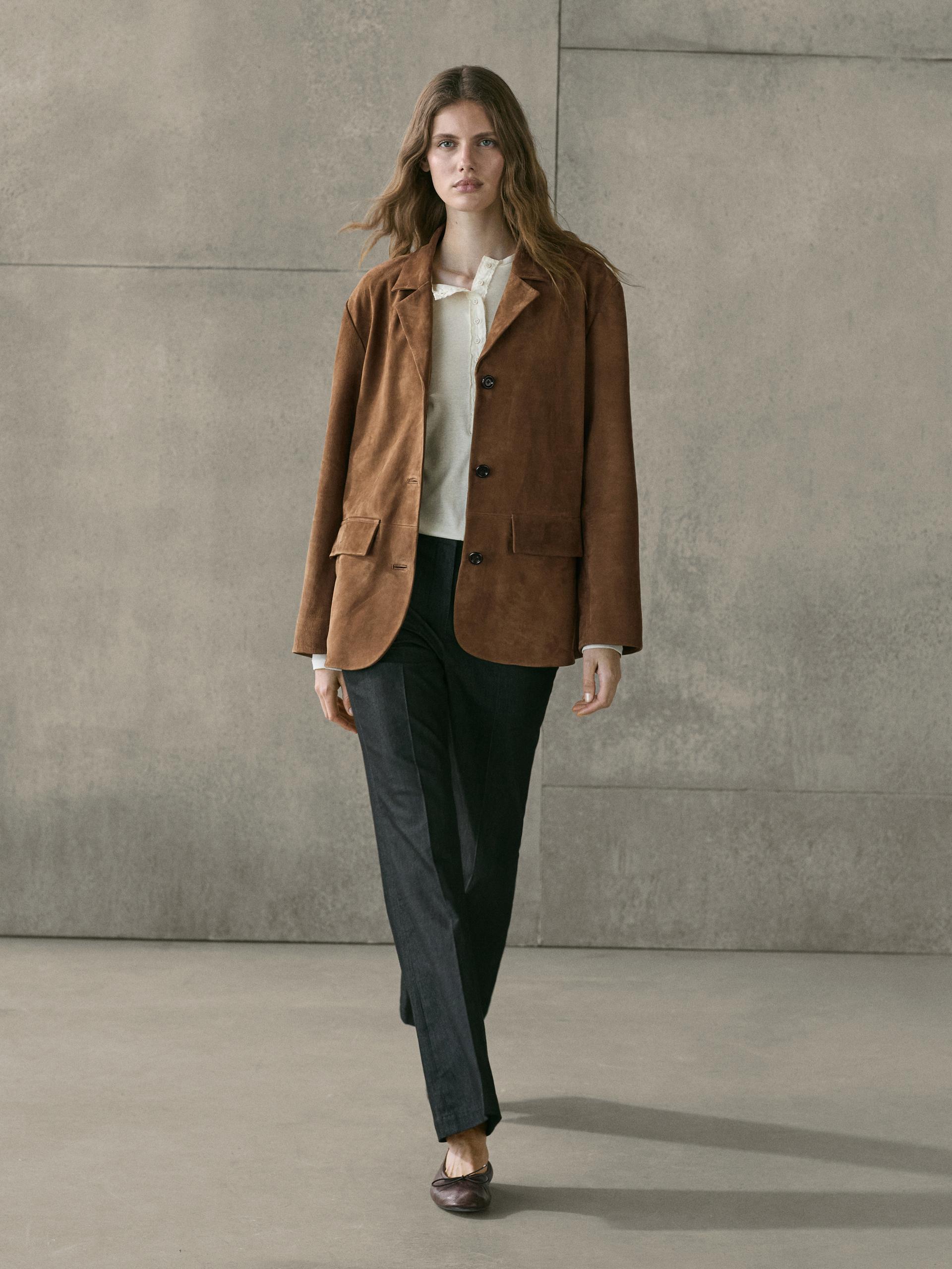 Calças Boca De Sino Fit Efeito Denim - Preto - 44 - Massimo Dutti - Mulher