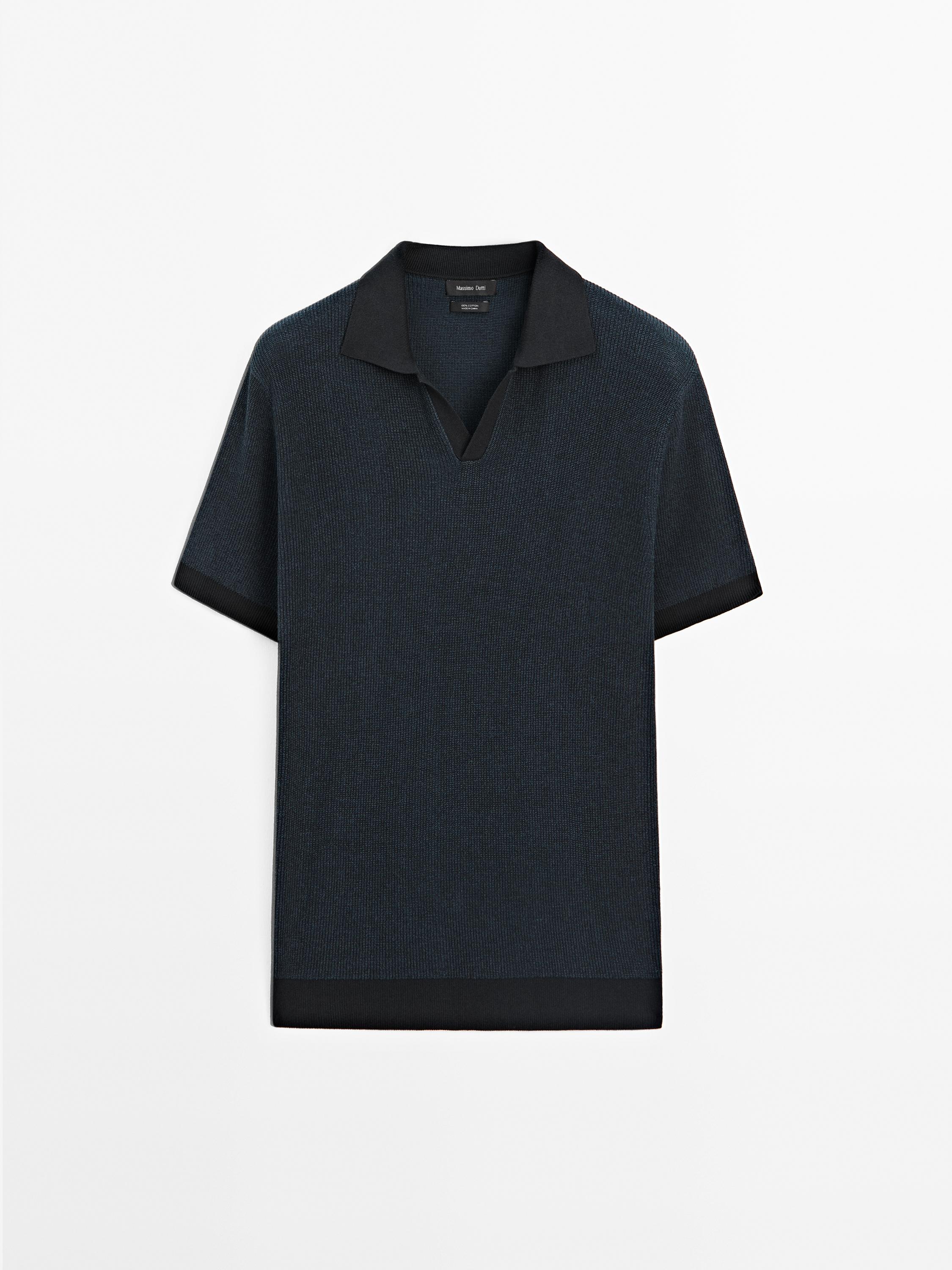 100% cotton contrast polo sweater