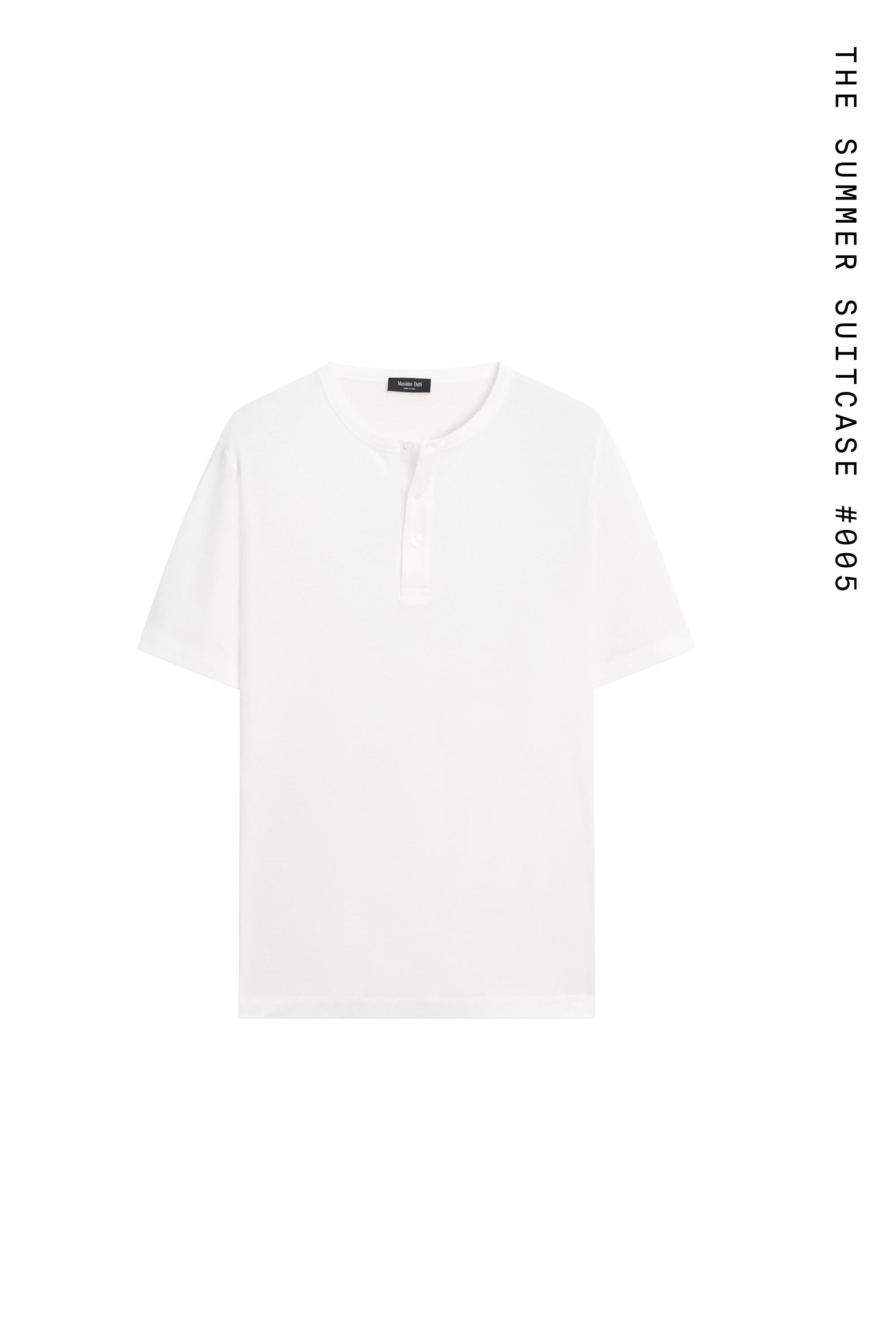 100% cotton henley T-shirt — Off white