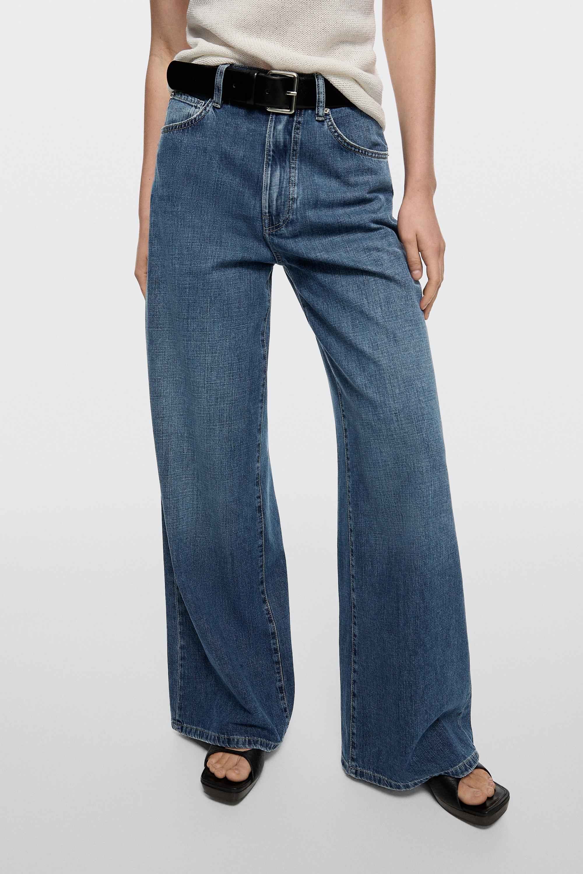 High-waist wide-leg jeans — MEDIUM BLUE