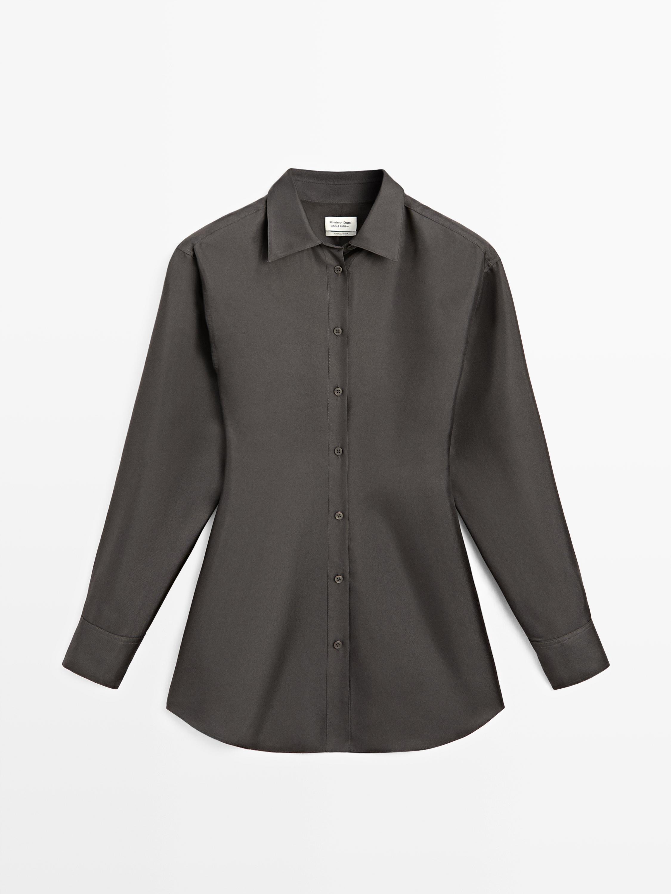 %100 ipek streç dökümlü gömlek - LIMITED