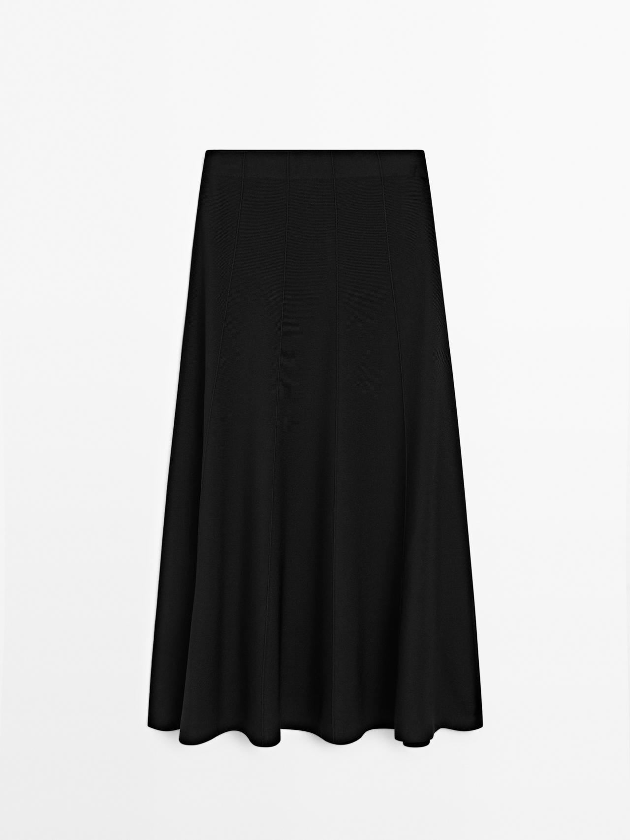Saia Comprida De Malha - Preto - M - Massimo Dutti - Mulher