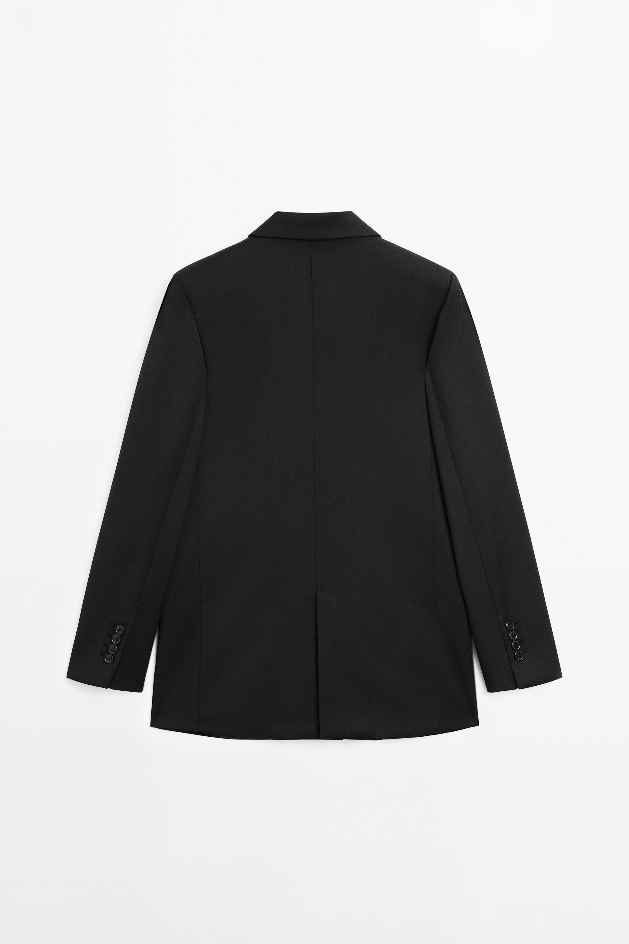 100% extra fine wool two-button blazer — BLACK