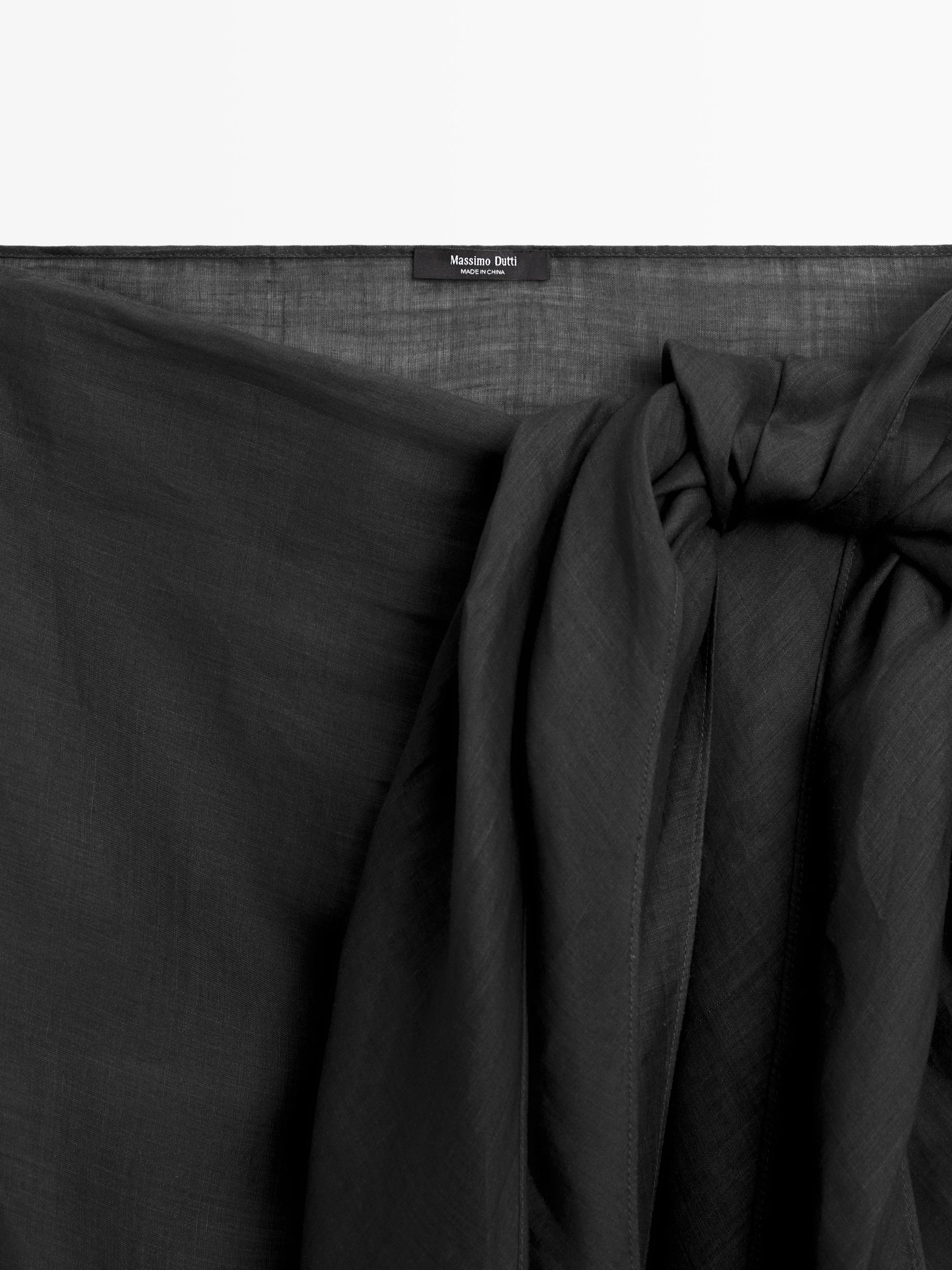 100% ramie pareo skirt — BLACK