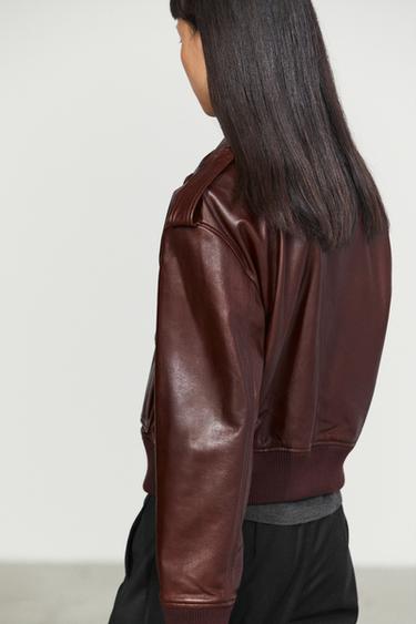 Nappa leather bomber jacket with pockets — MAROON 3