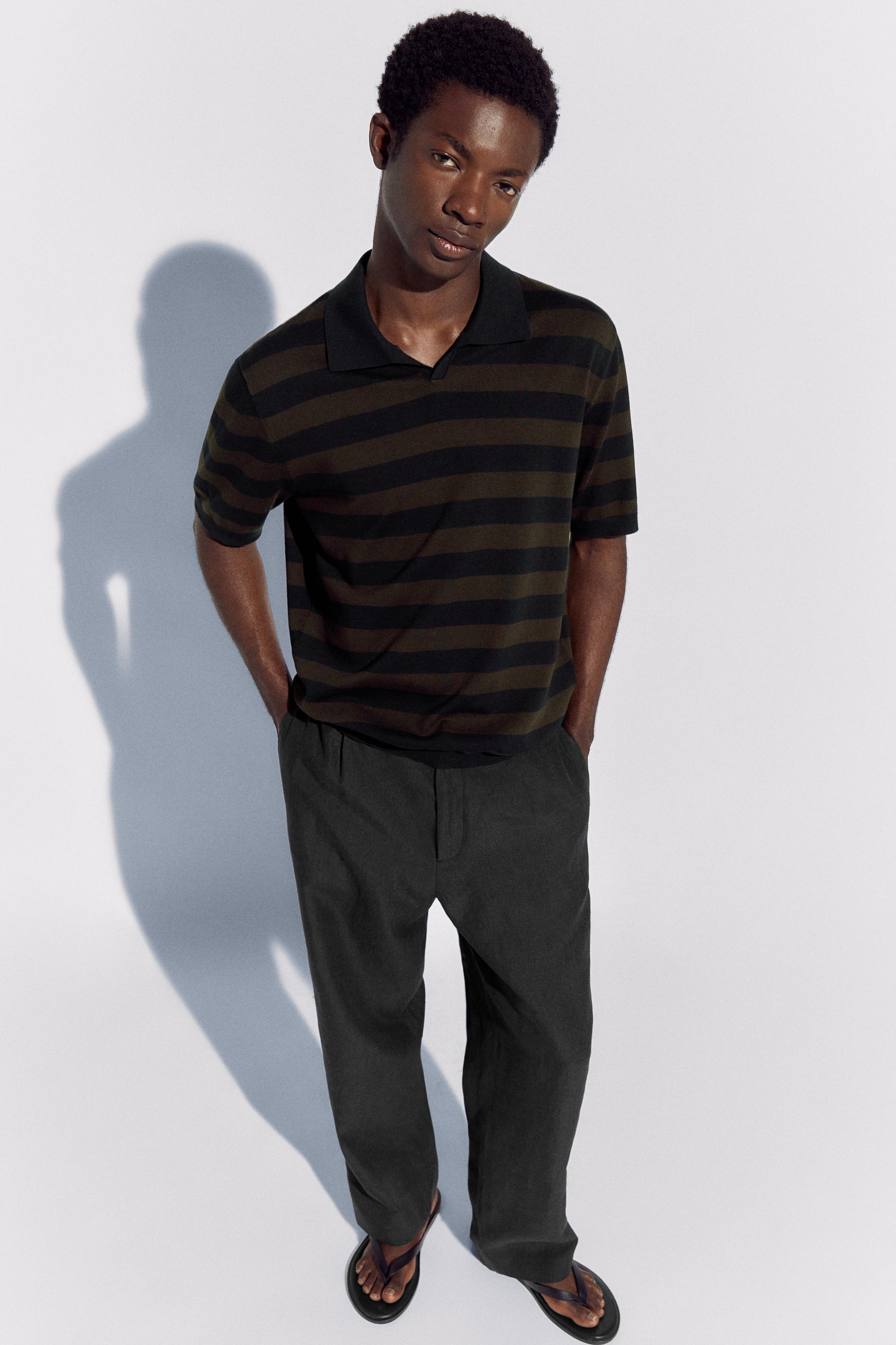 Polo rayé en maille 100 % coton