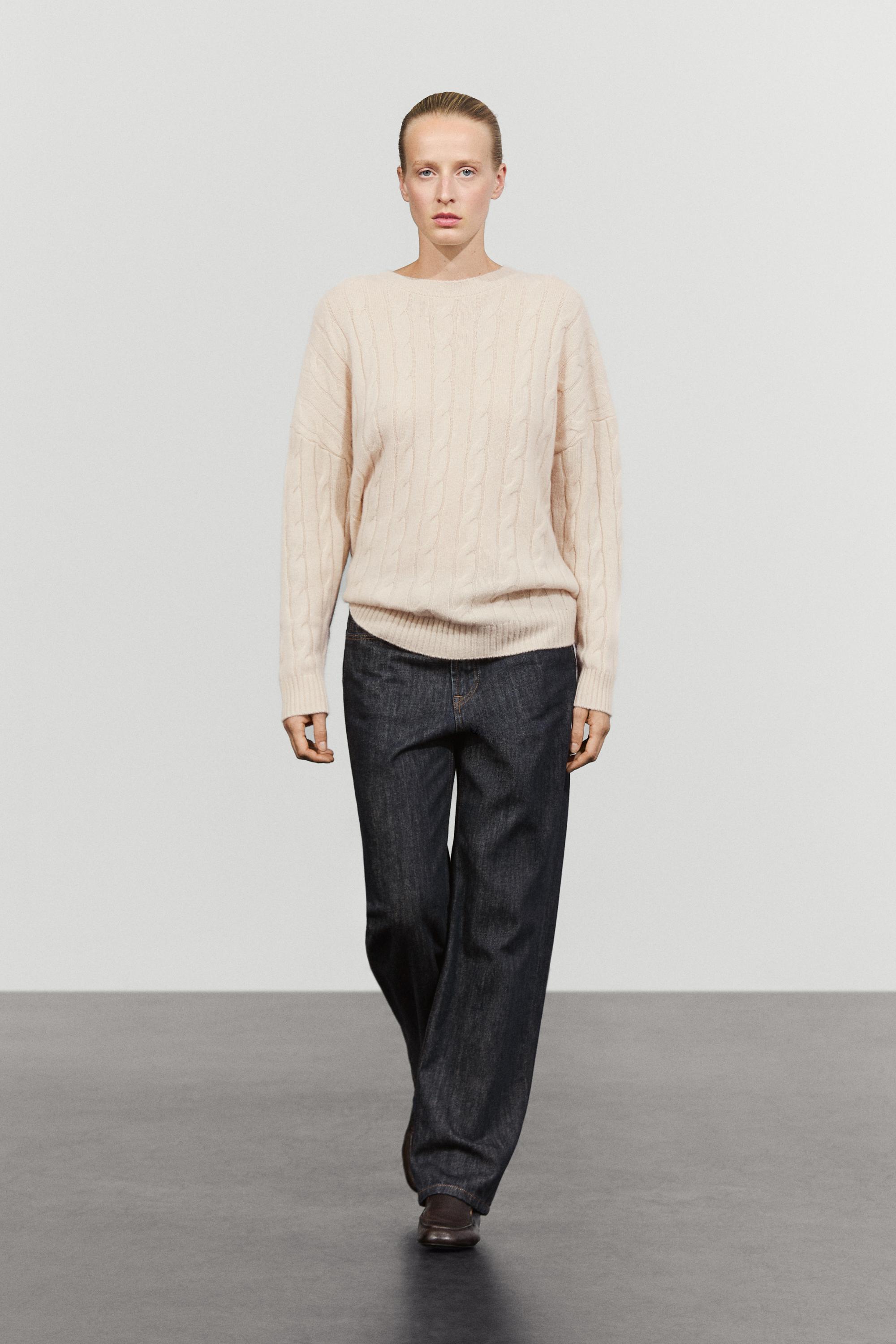 100% cashmere cable-knit sweater